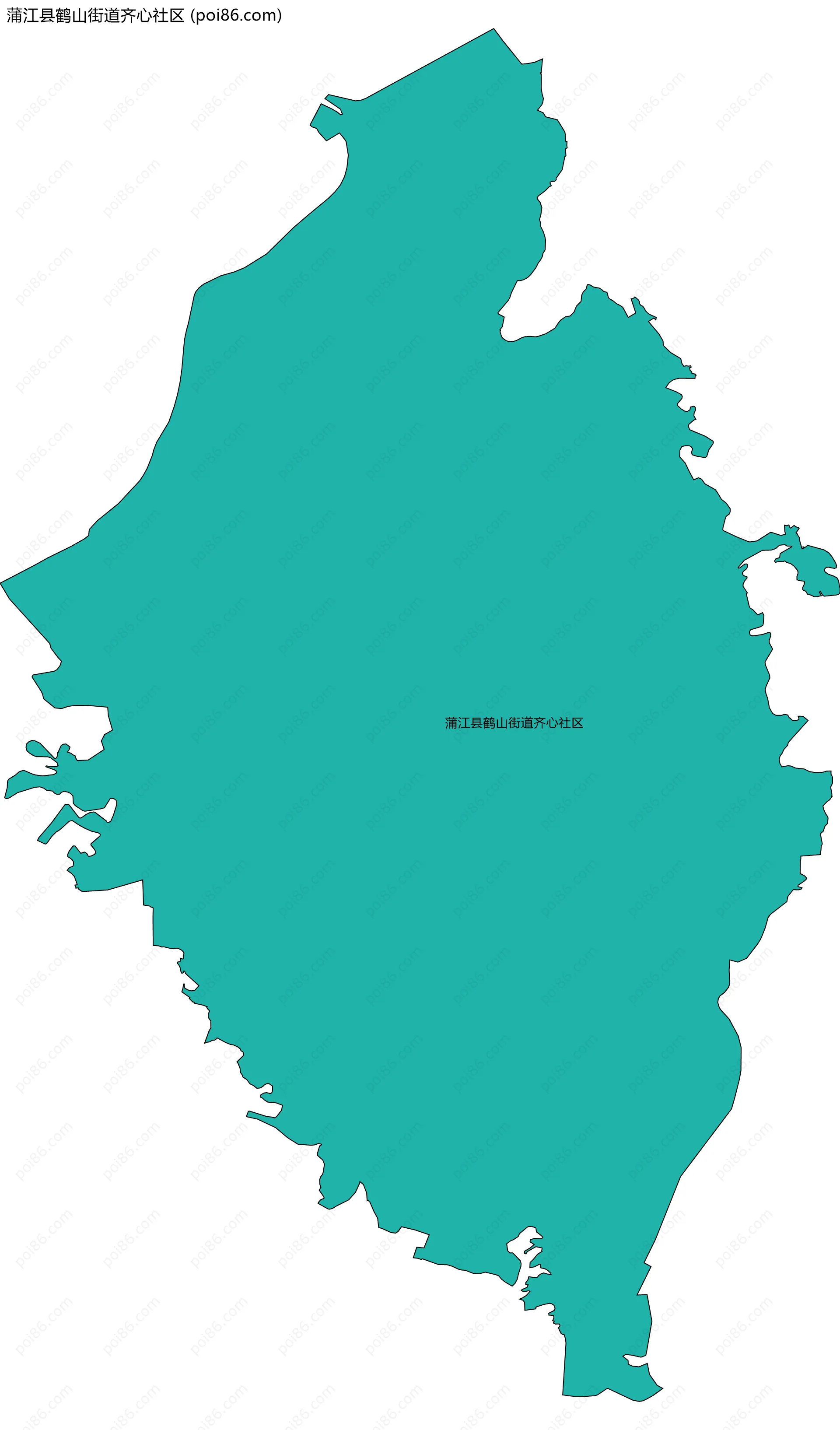 蒲江县鹤山街道齐心社区边界地图