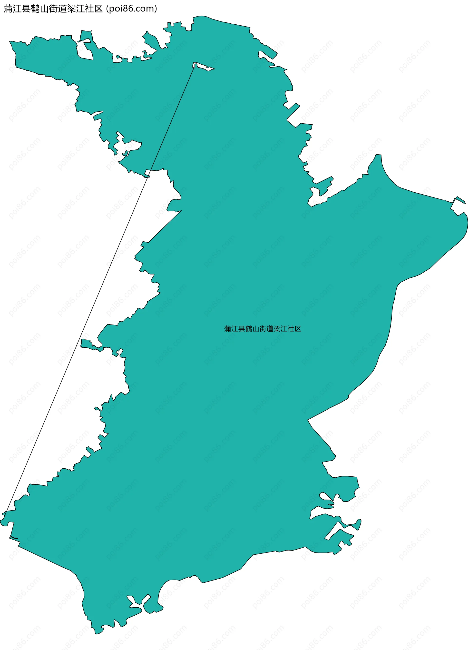 蒲江县鹤山街道梁江社区边界地图