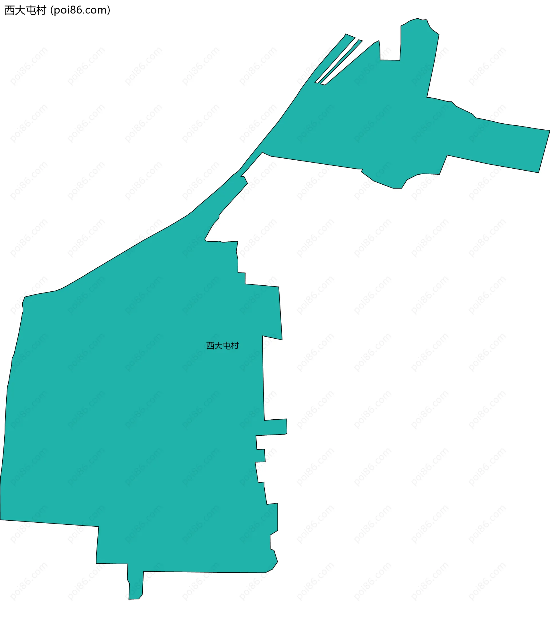 西大屯村边界地图