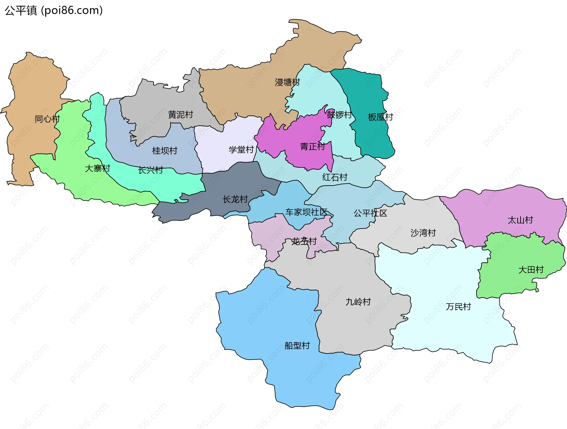 公平镇边界地图(五级行政区划)