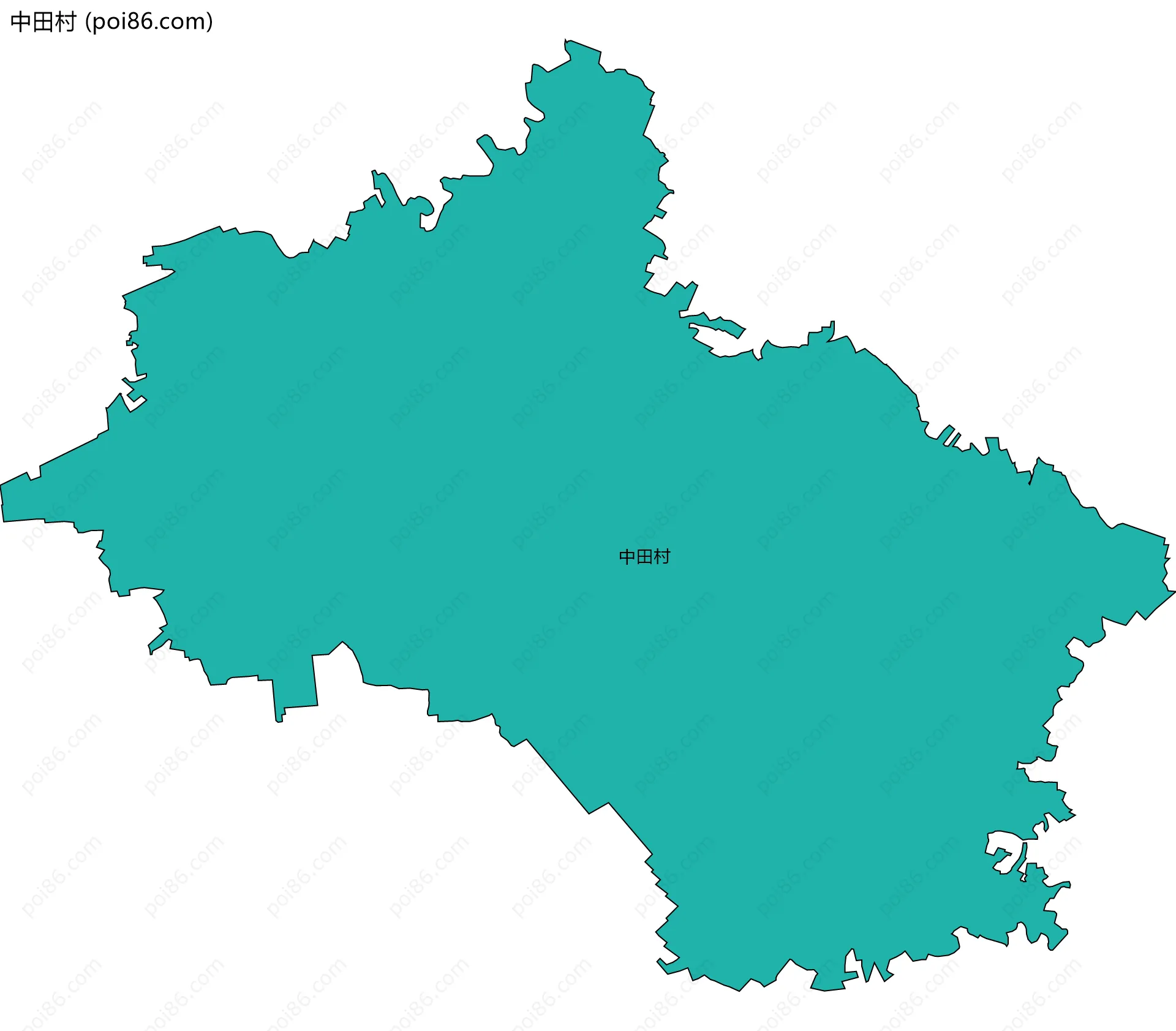 中田村边界地图