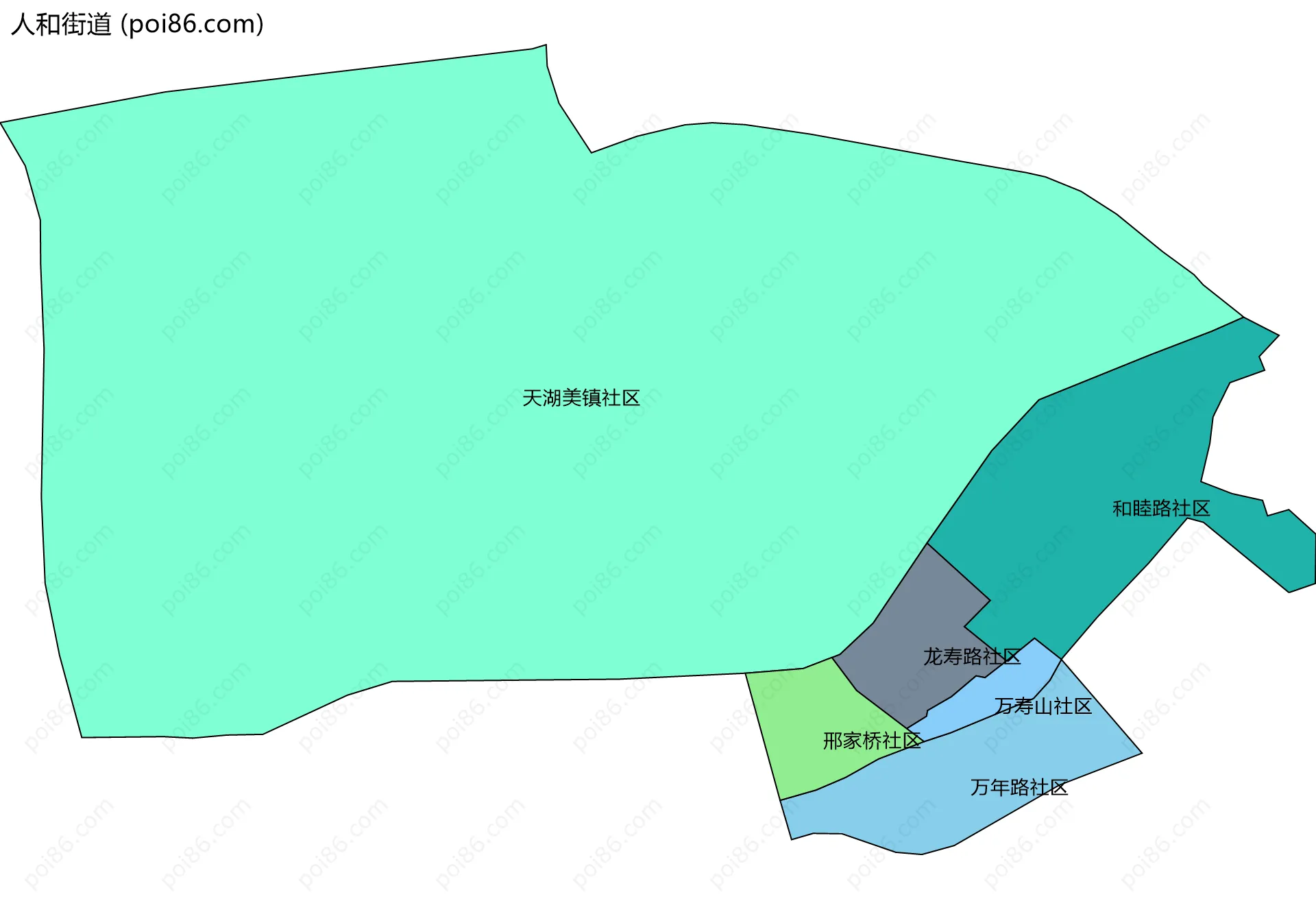 人和街道边界地图(五级行政区划)