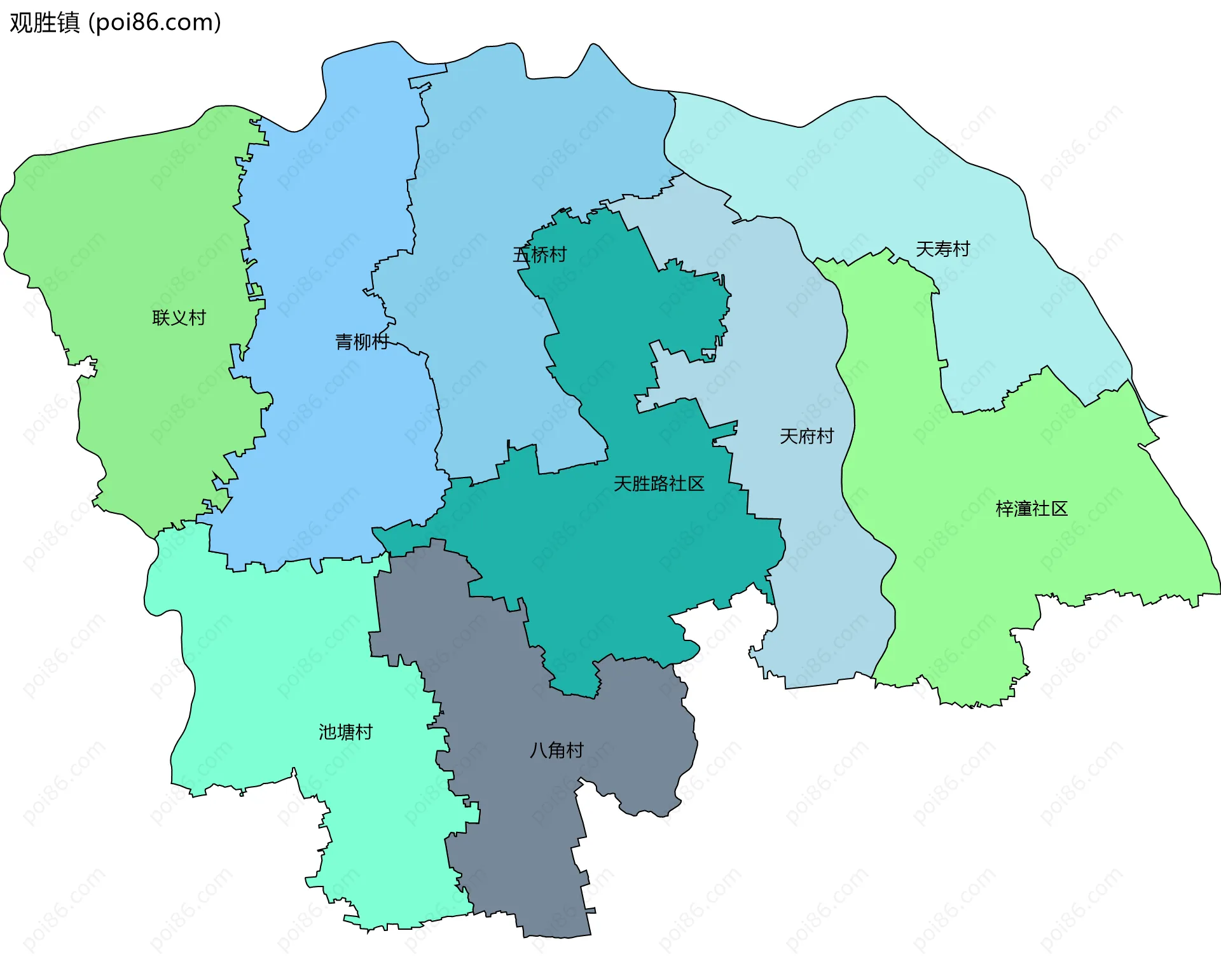 观胜镇边界地图(五级行政区划)