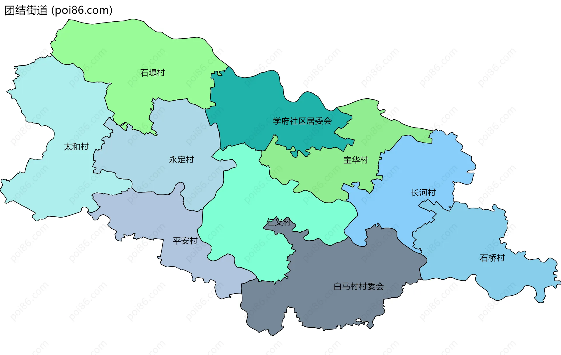 团结街道边界地图(五级行政区划)