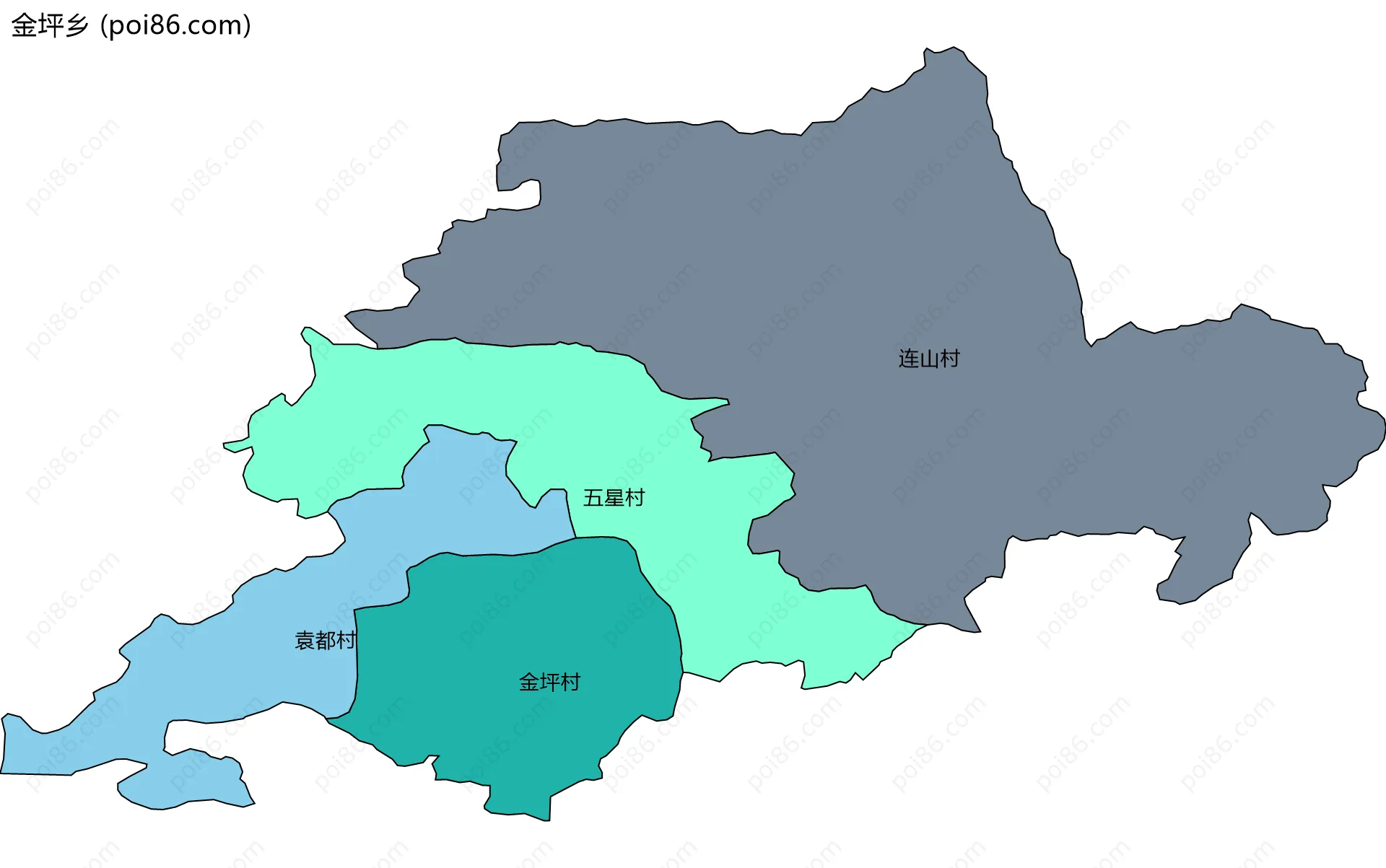 金坪乡边界地图(五级行政区划)