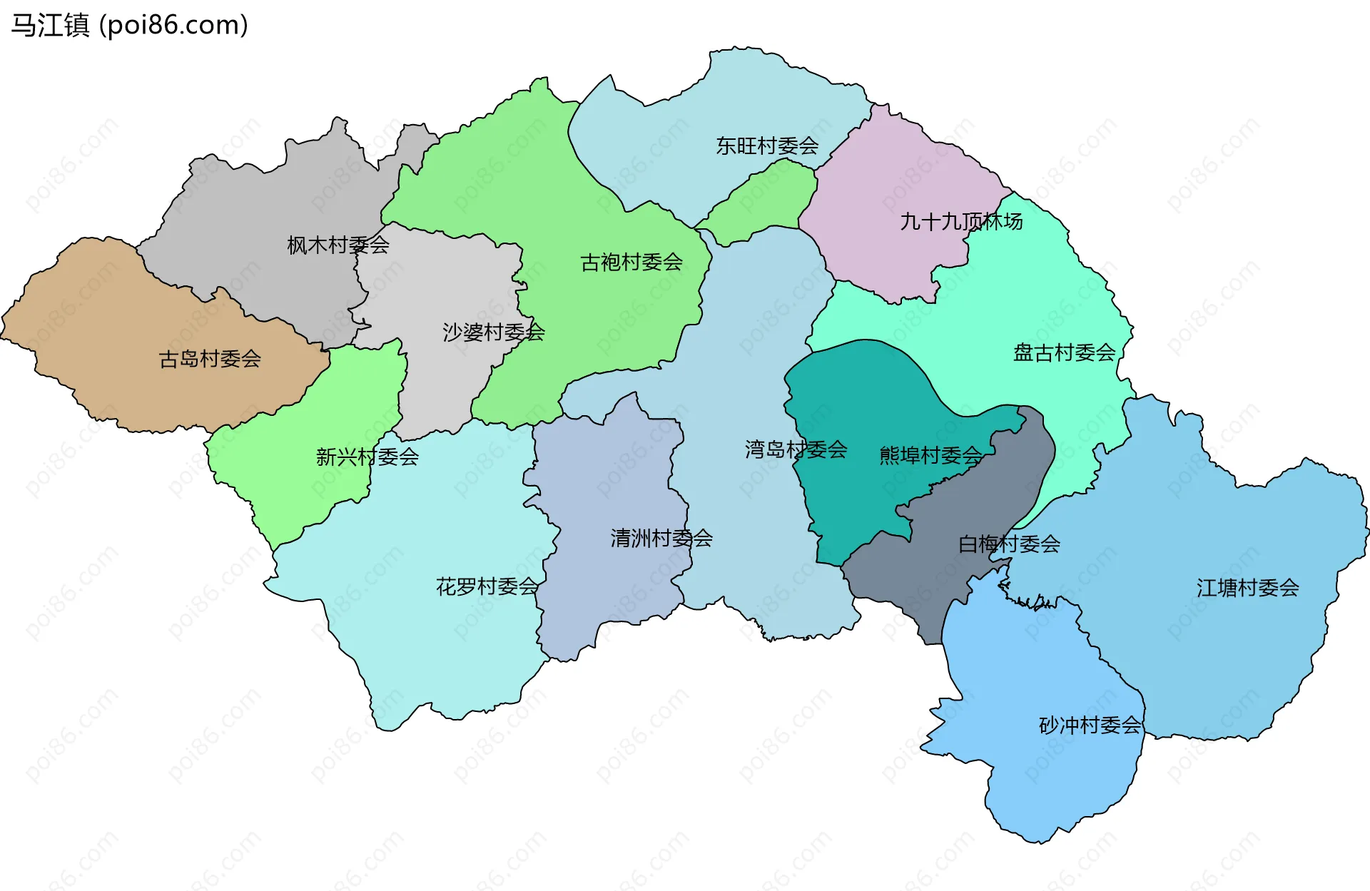 马江镇边界地图(五级行政区划)