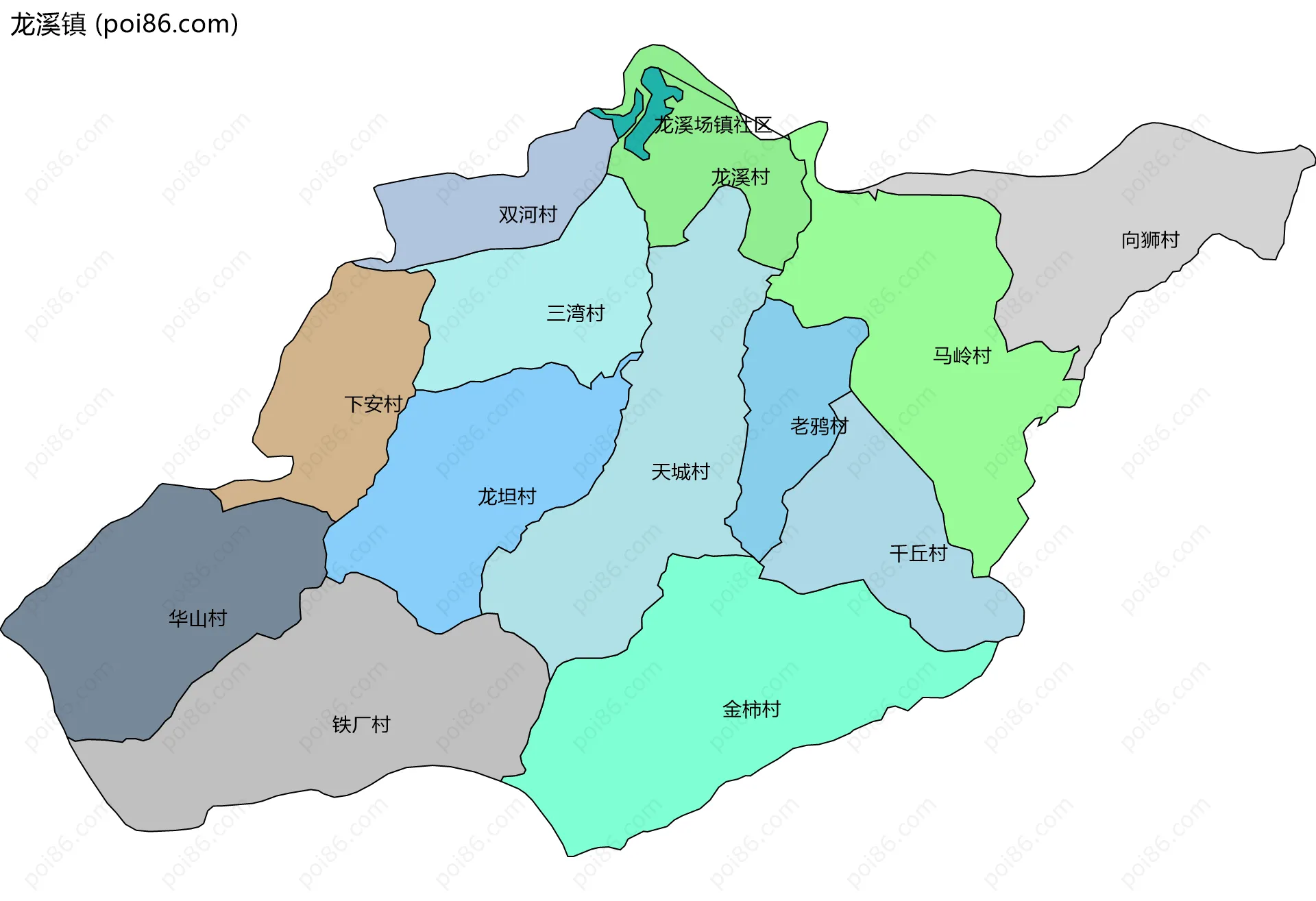 龙溪镇边界地图(五级行政区划)