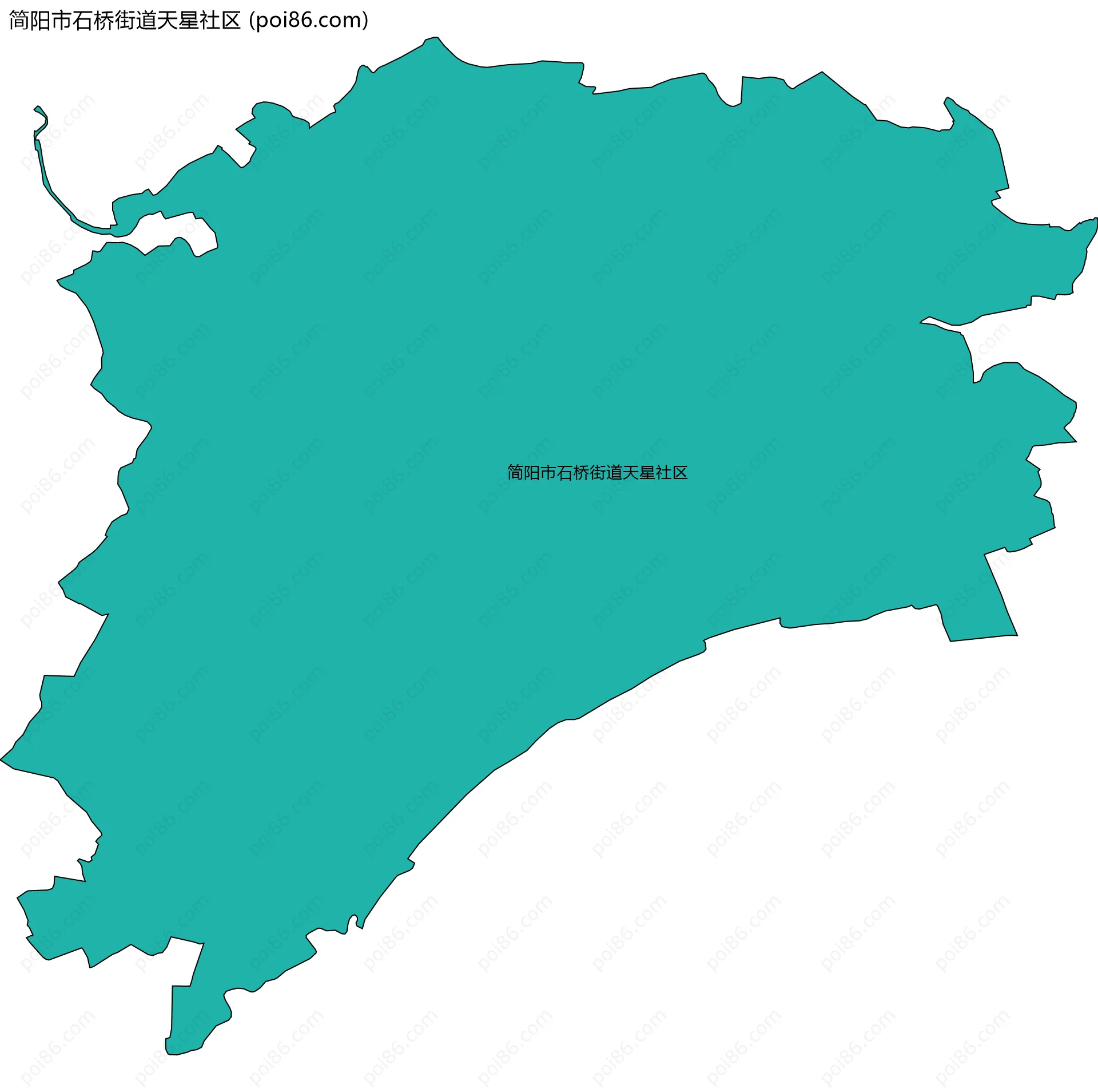 简阳市石桥街道天星社区边界地图