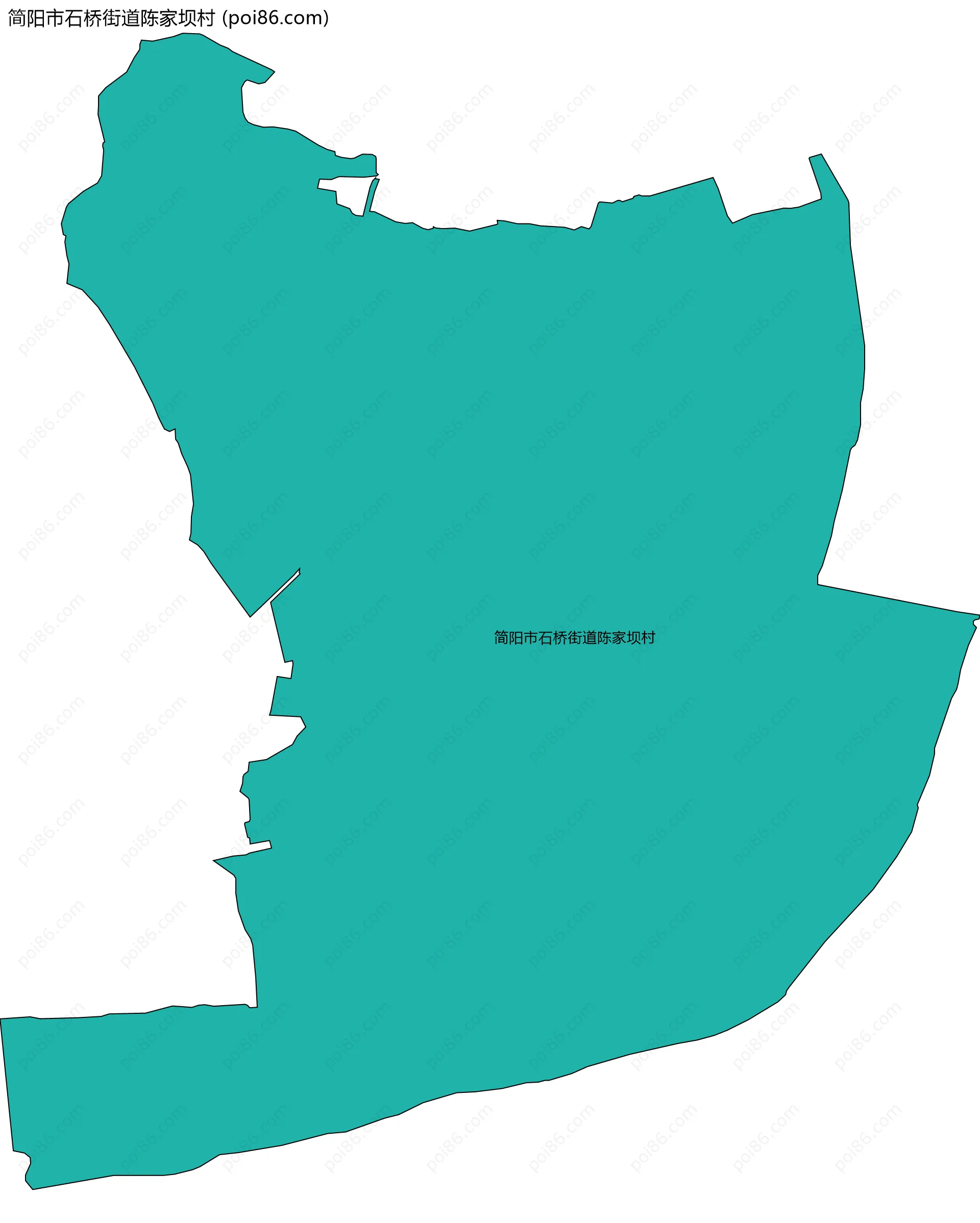 简阳市石桥街道陈家坝村边界地图