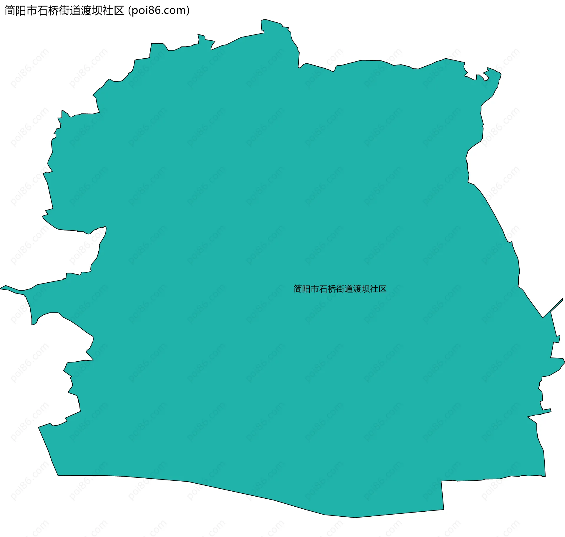 简阳市石桥街道渡坝社区边界地图