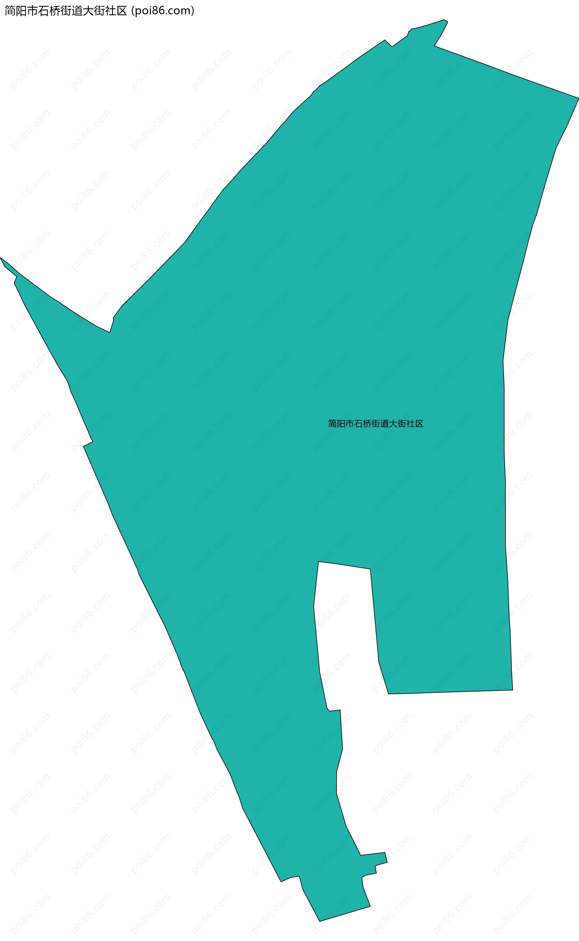 简阳市石桥街道大街社区边界地图
