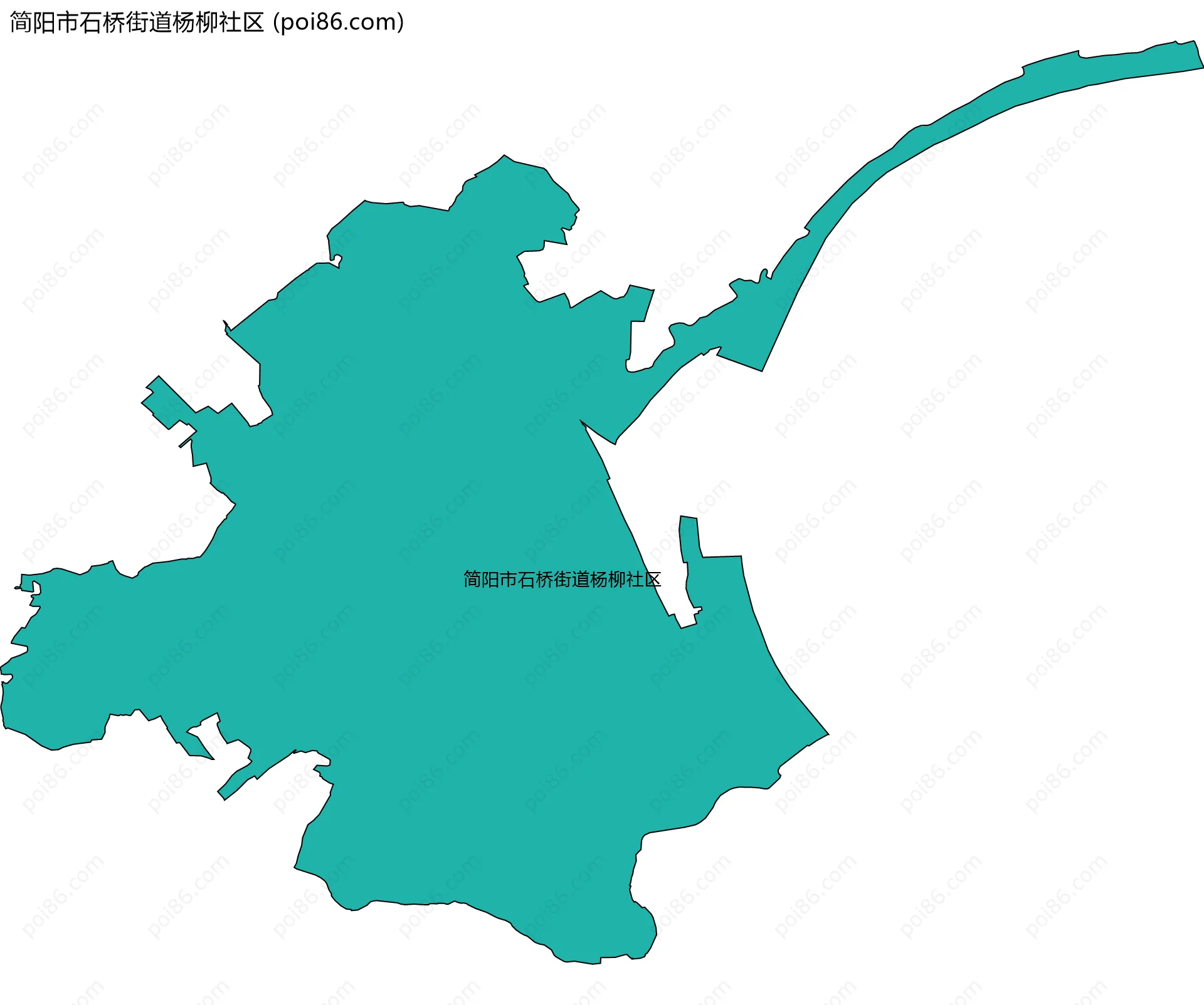 简阳市石桥街道杨柳社区边界地图