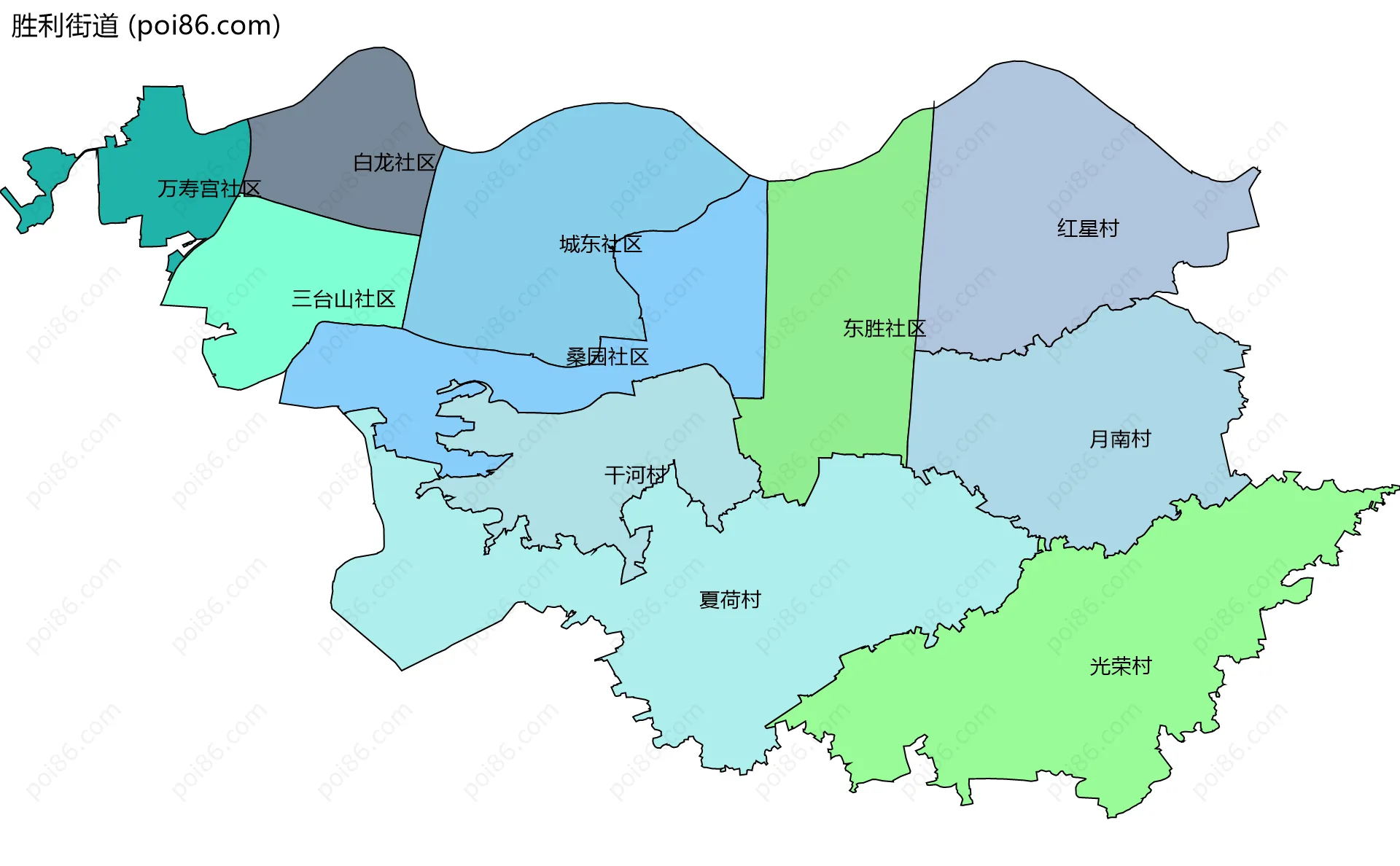 胜利街道边界地图(五级行政区划)