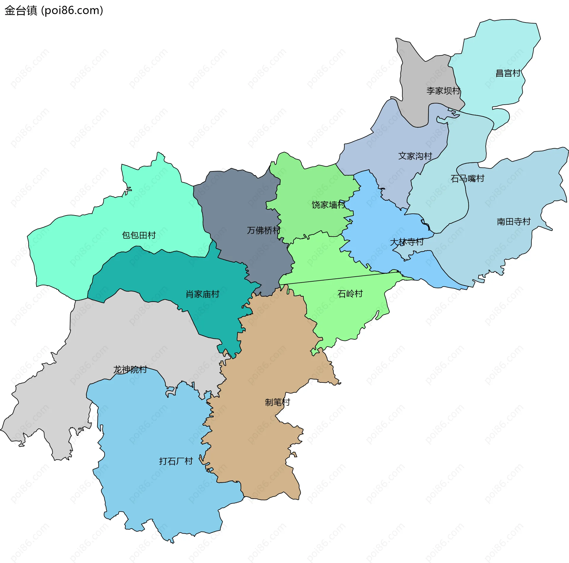 金台镇边界地图(五级行政区划)