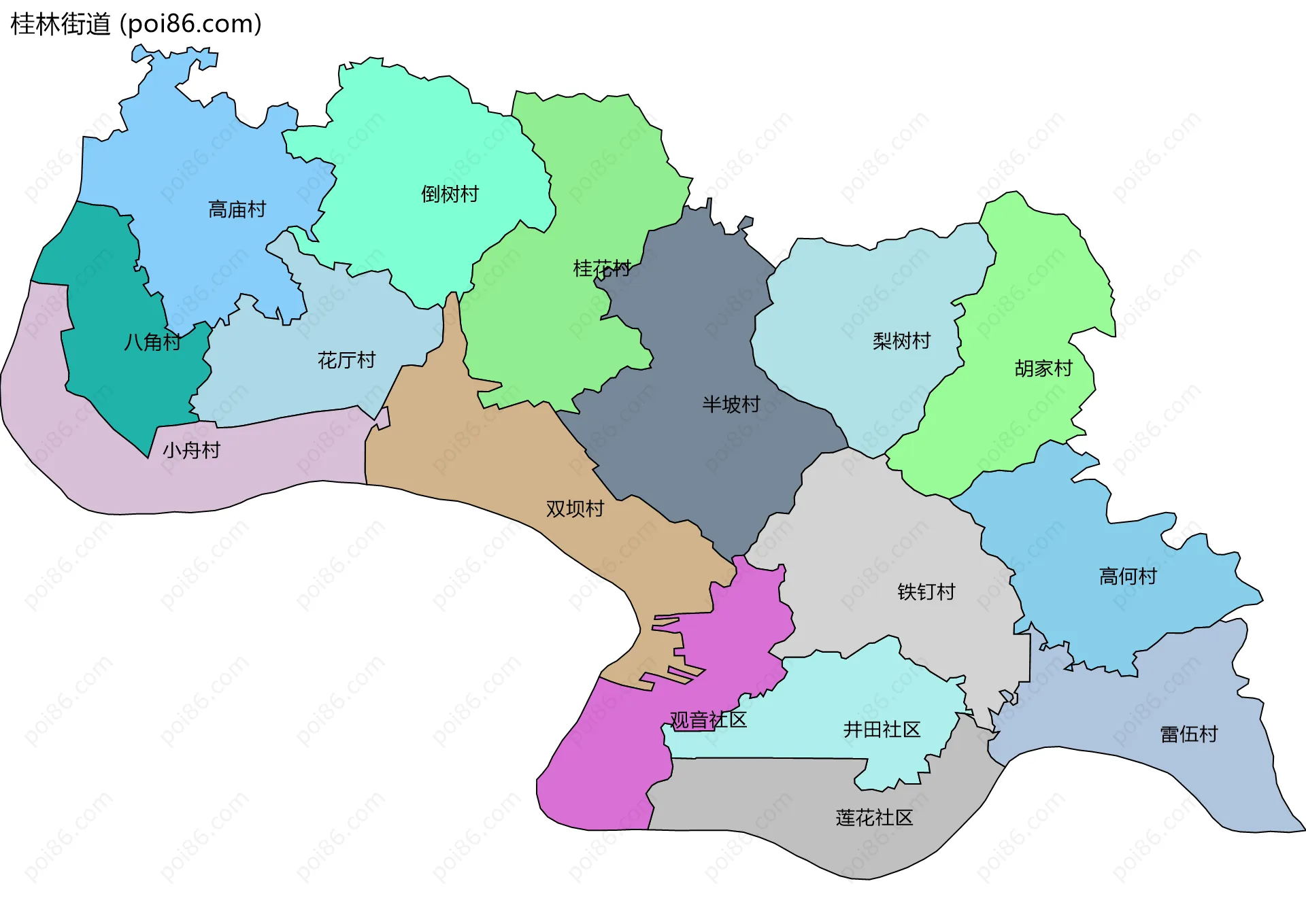 桂林街道边界地图(五级行政区划)