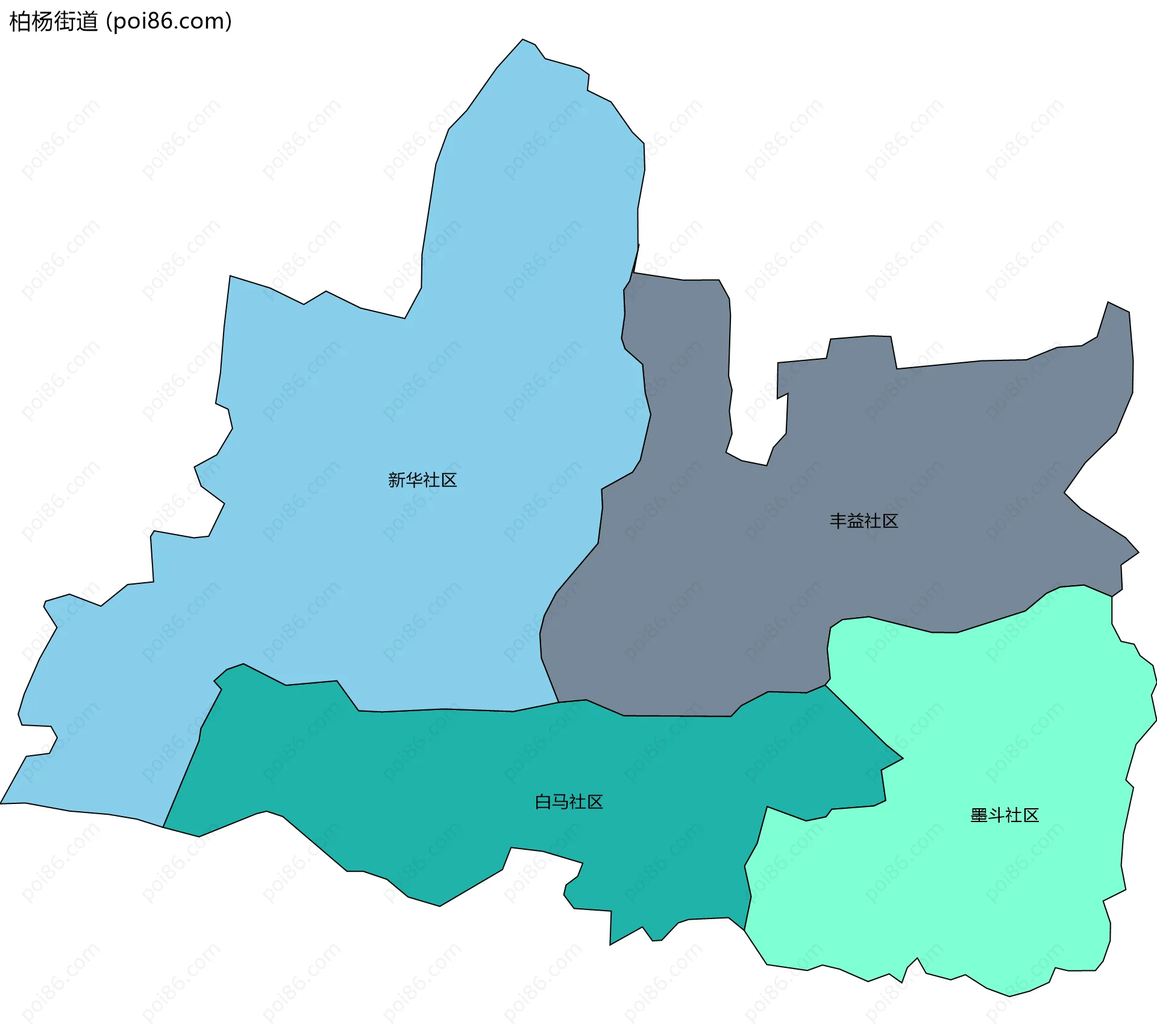 柏杨街道边界地图(五级行政区划)