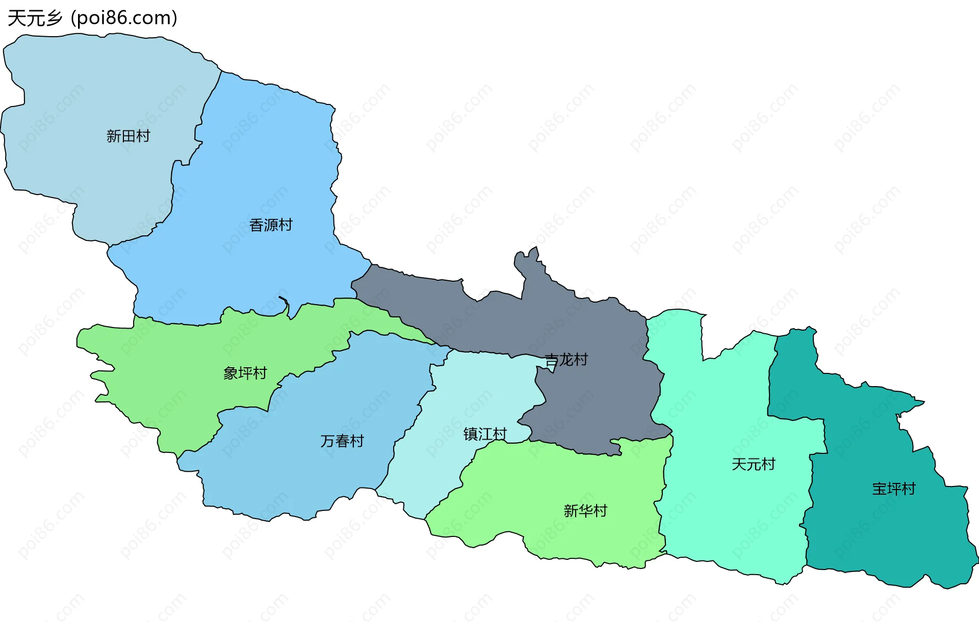 天元乡边界地图(五级行政区划)