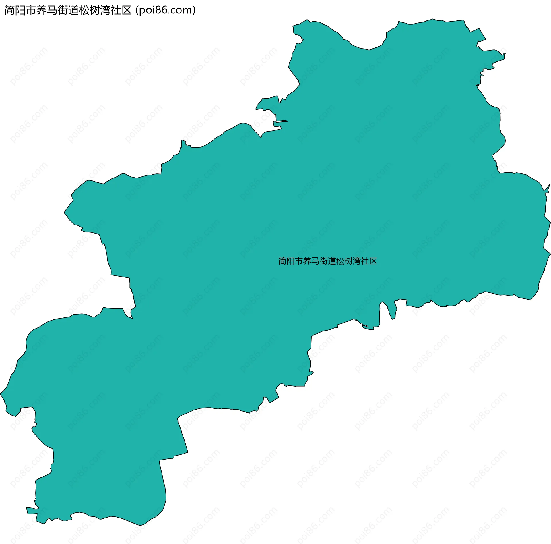 简阳市养马街道松树湾社区边界地图