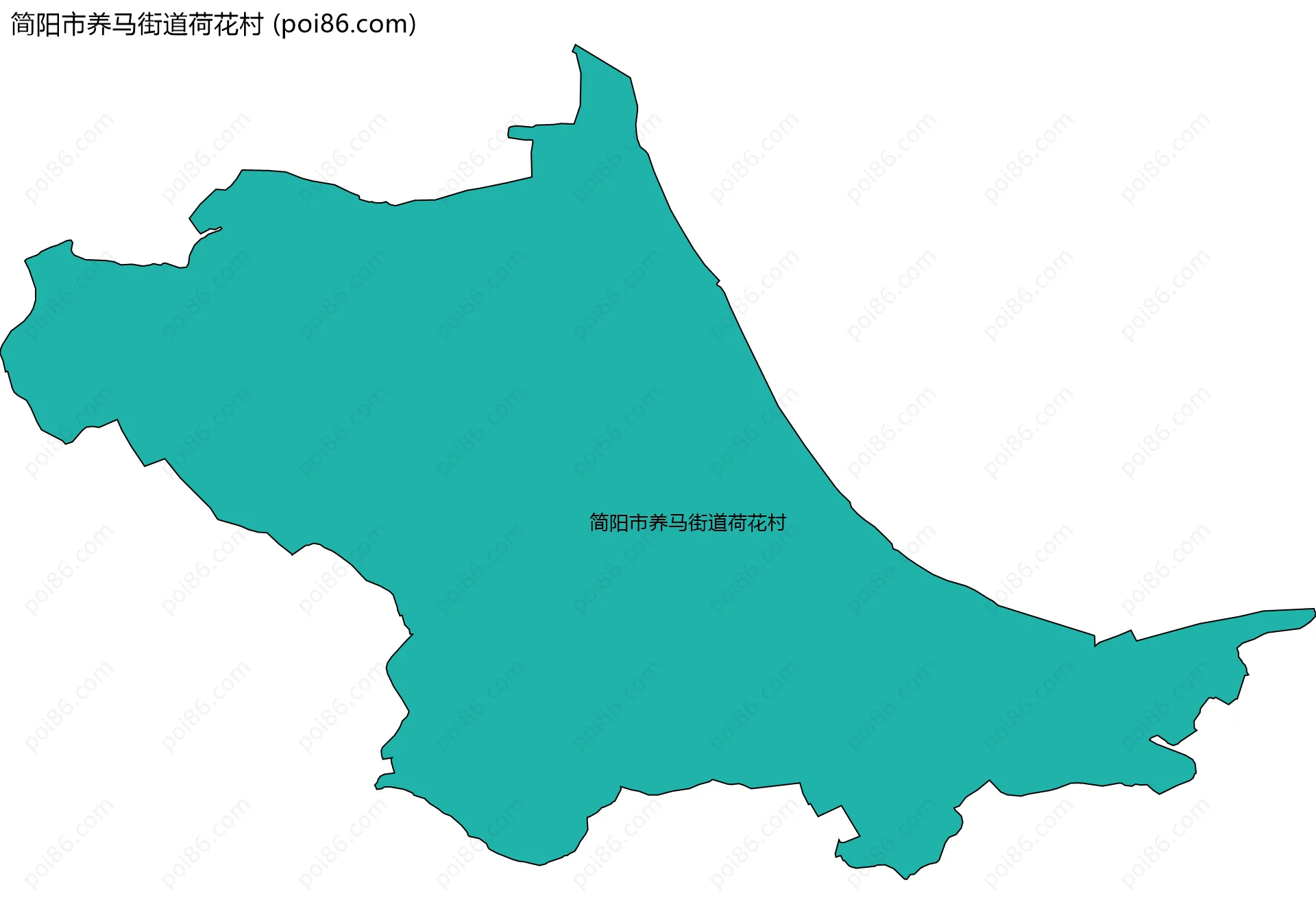 简阳市养马街道荷花村边界地图