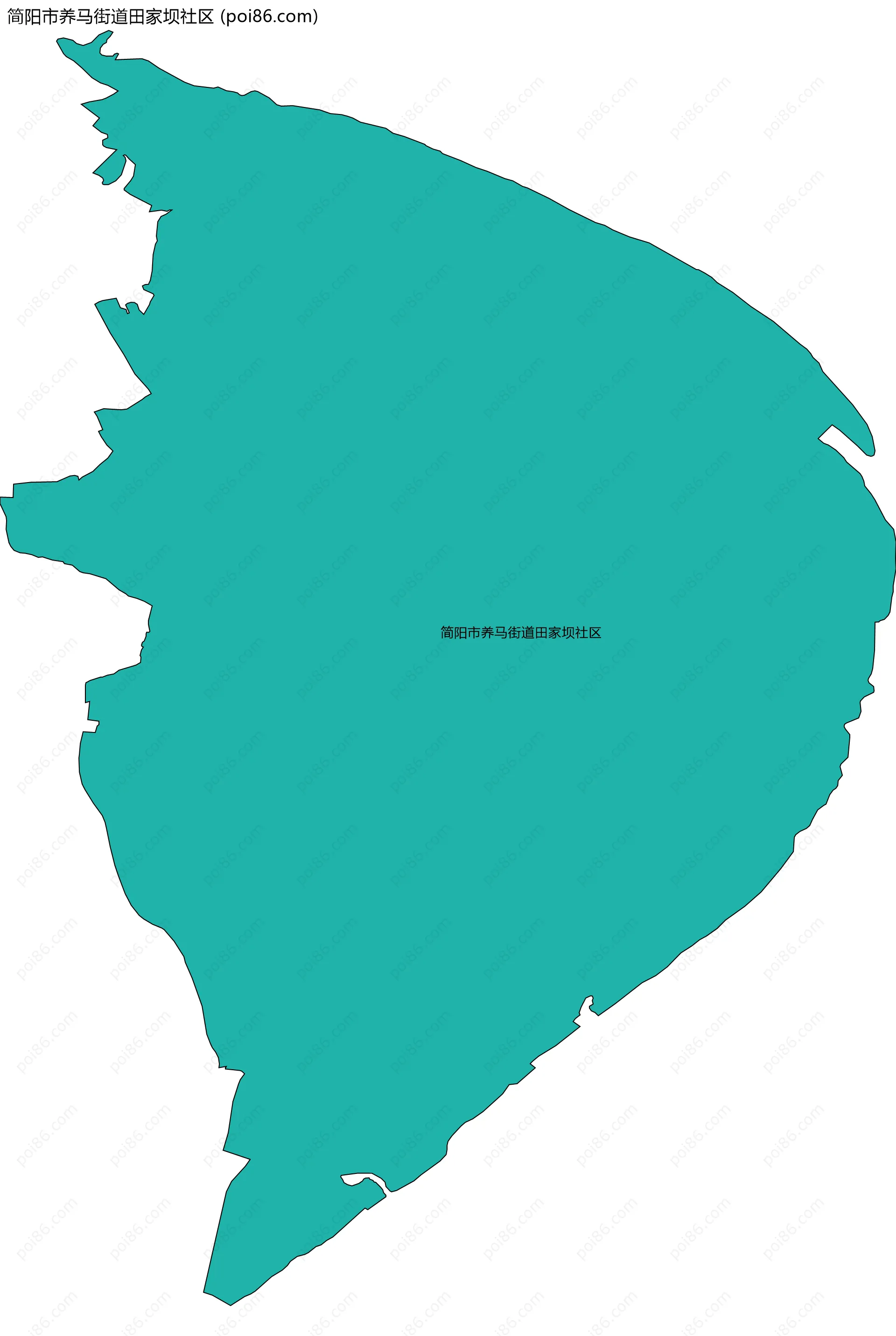 简阳市养马街道田家坝社区边界地图