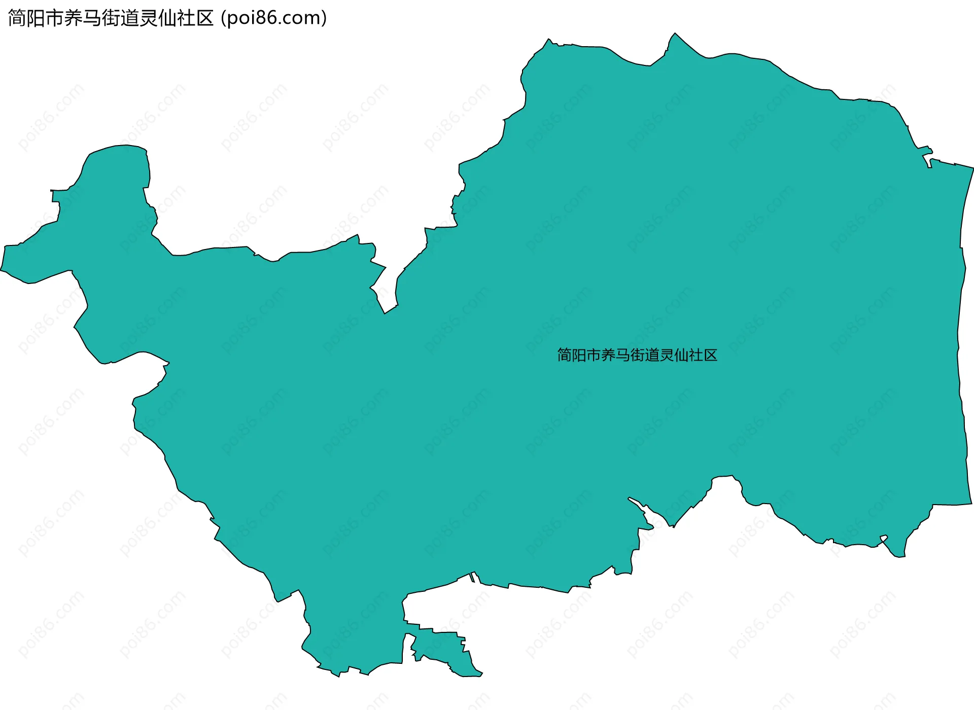简阳市养马街道灵仙社区边界地图