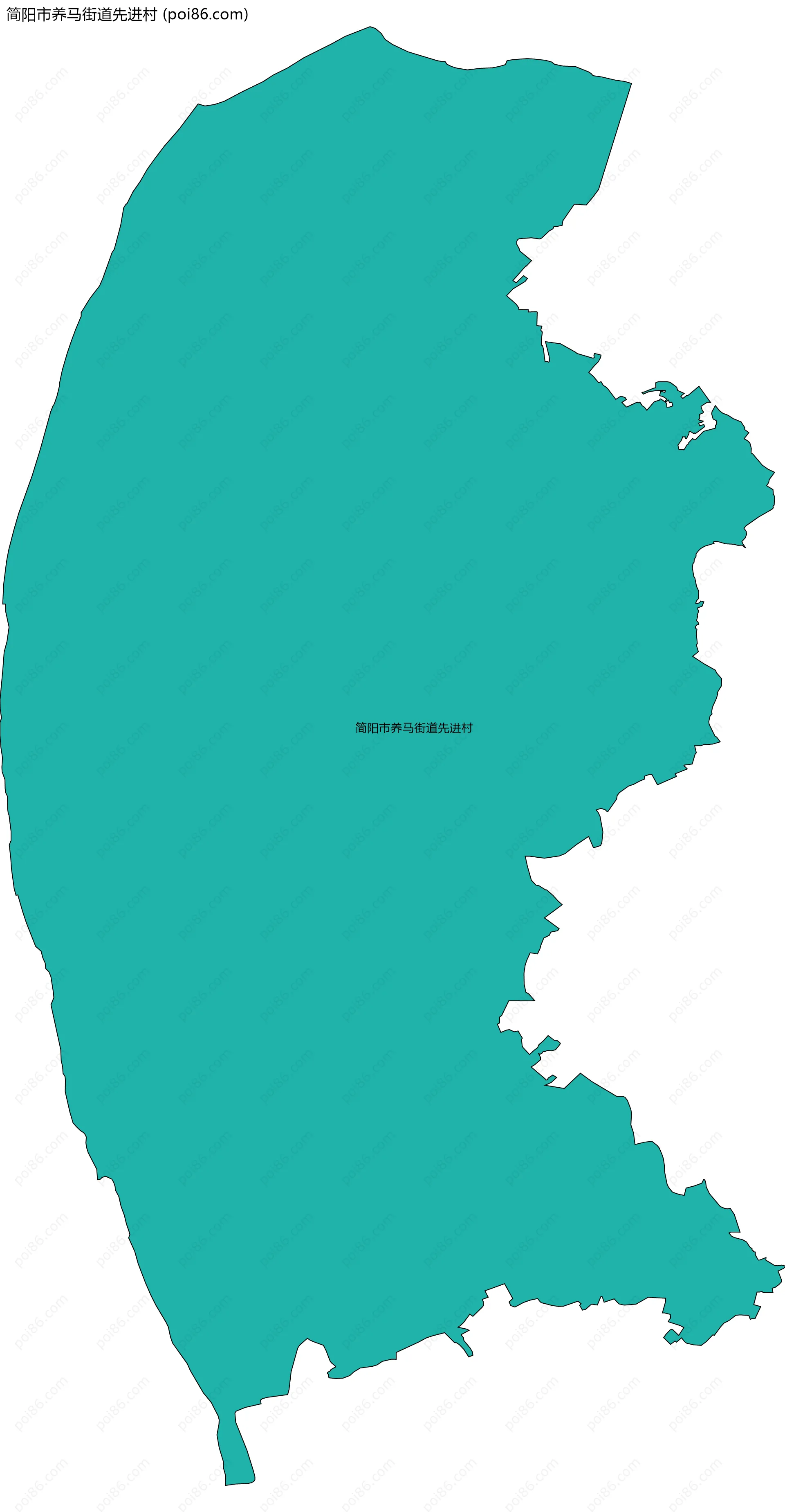 简阳市养马街道先进村边界地图