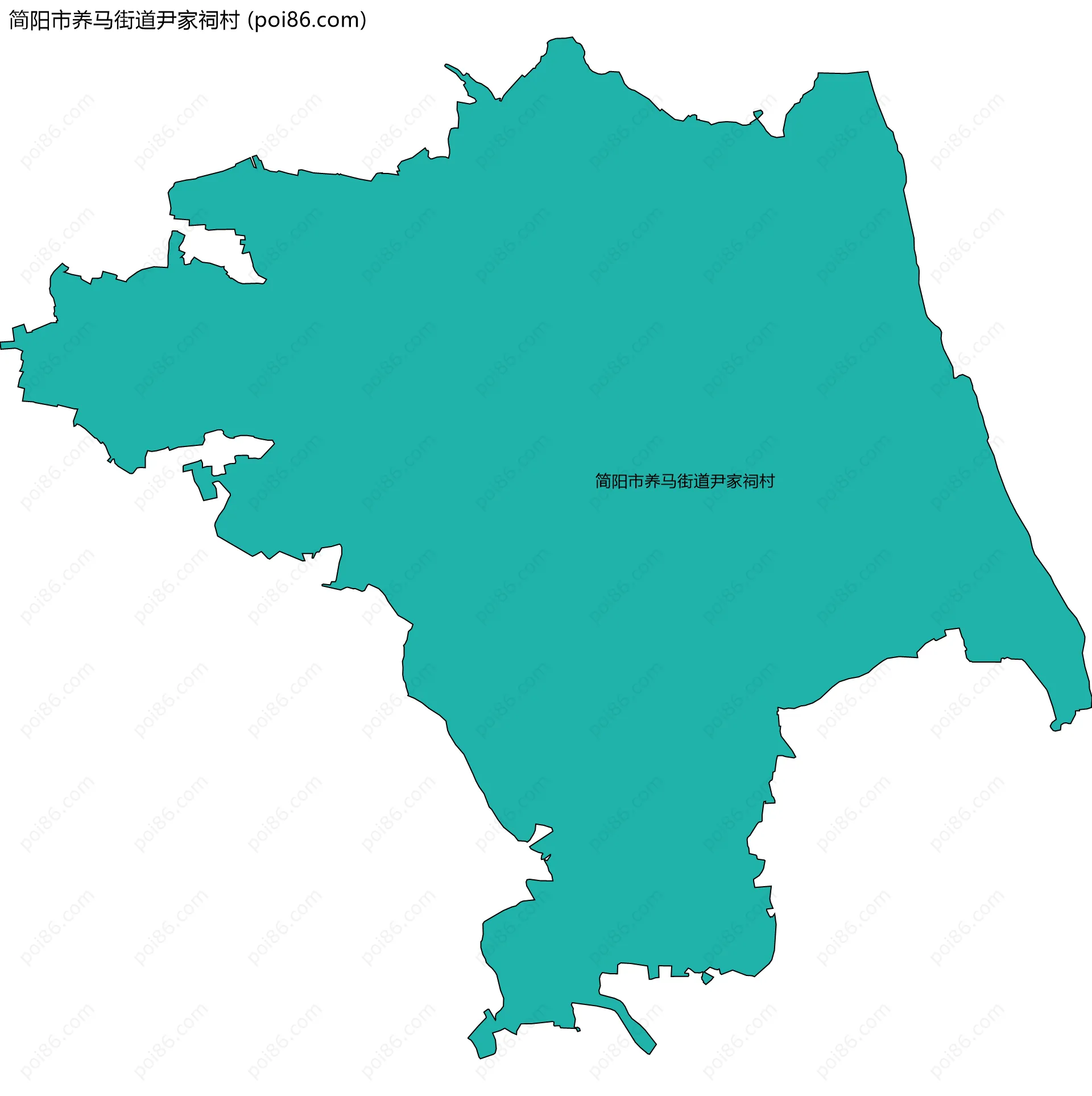 简阳市养马街道尹家祠村边界地图