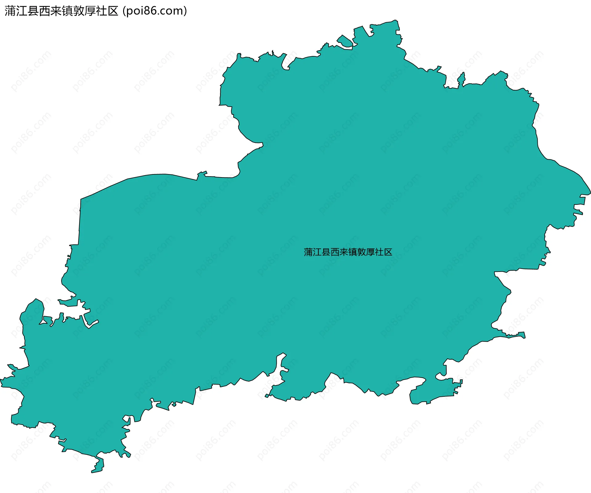 蒲江县西来镇敦厚社区边界地图