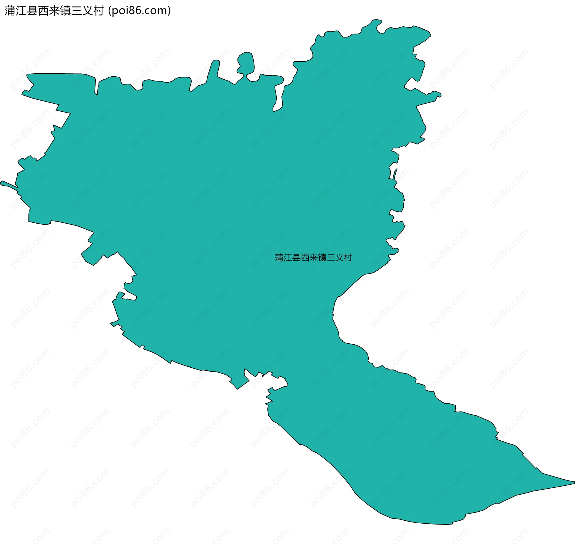 蒲江县西来镇三义村边界地图