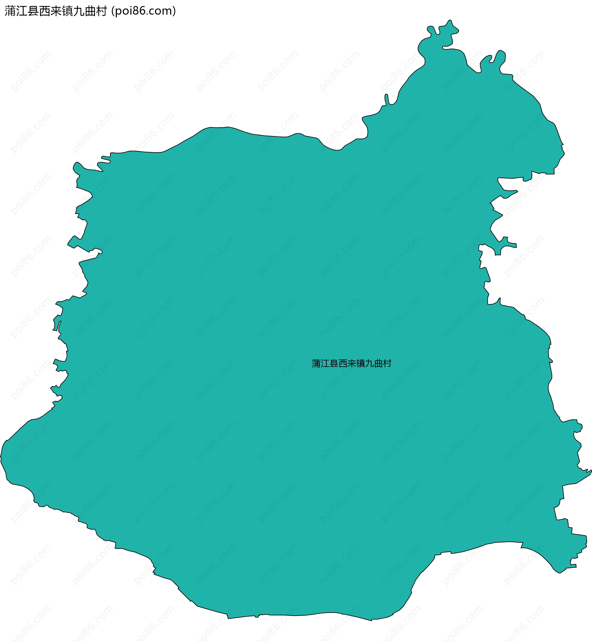 蒲江县西来镇九曲村边界地图