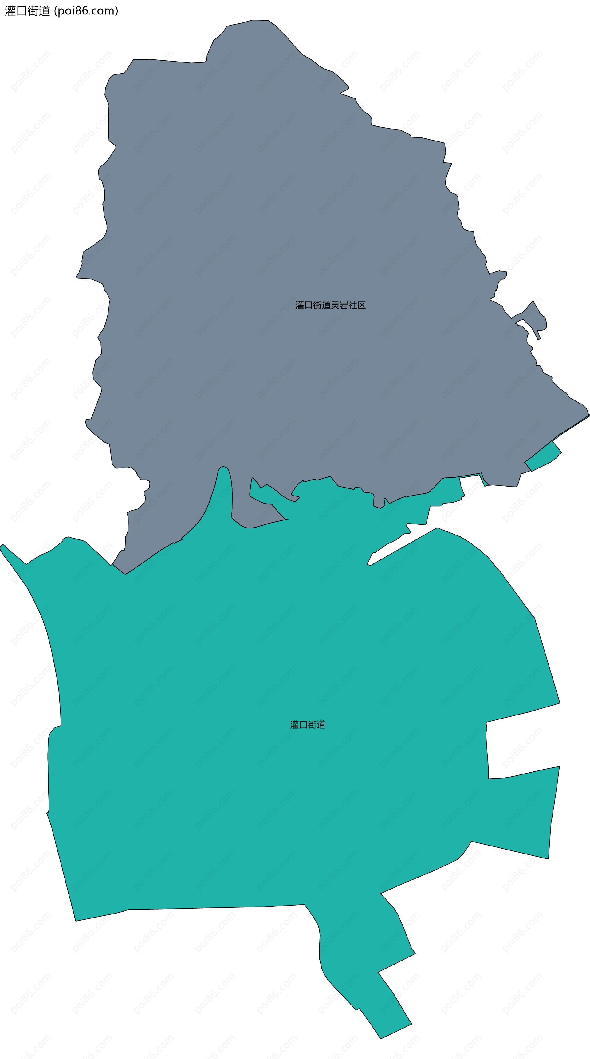 灌口街道边界地图(五级行政区划)