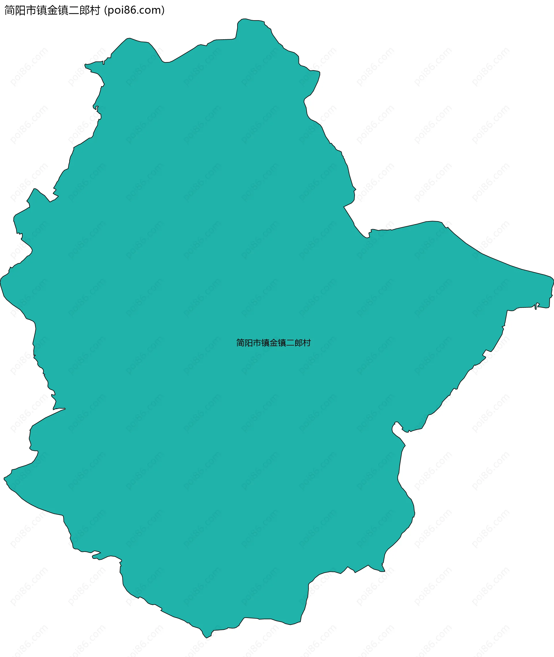 简阳市镇金镇二郎村边界地图