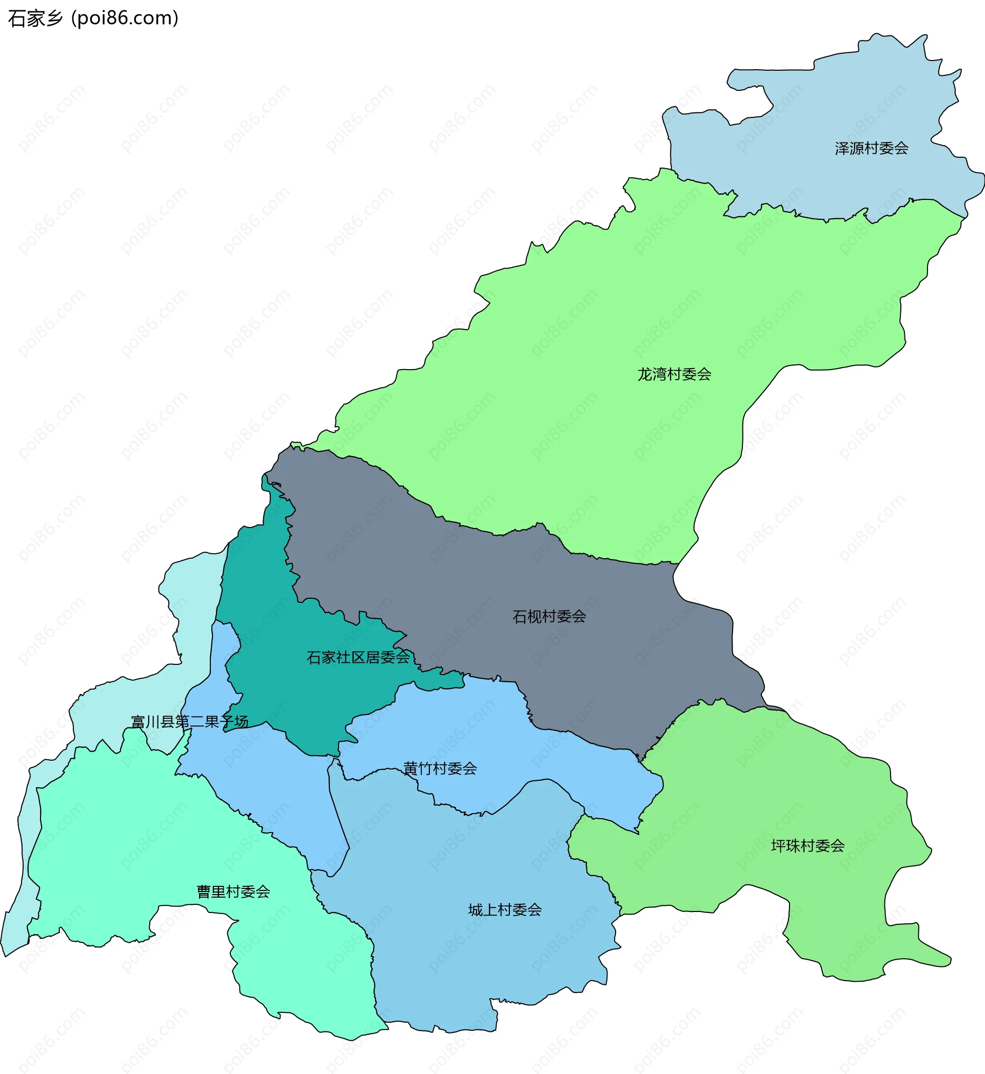 石家乡边界地图(五级行政区划)