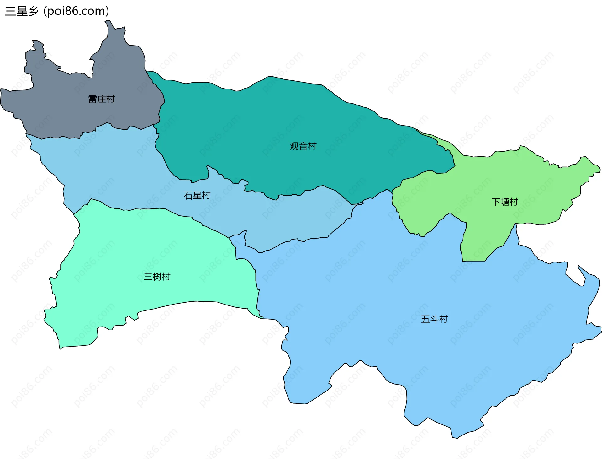 三星乡边界地图(五级行政区划)