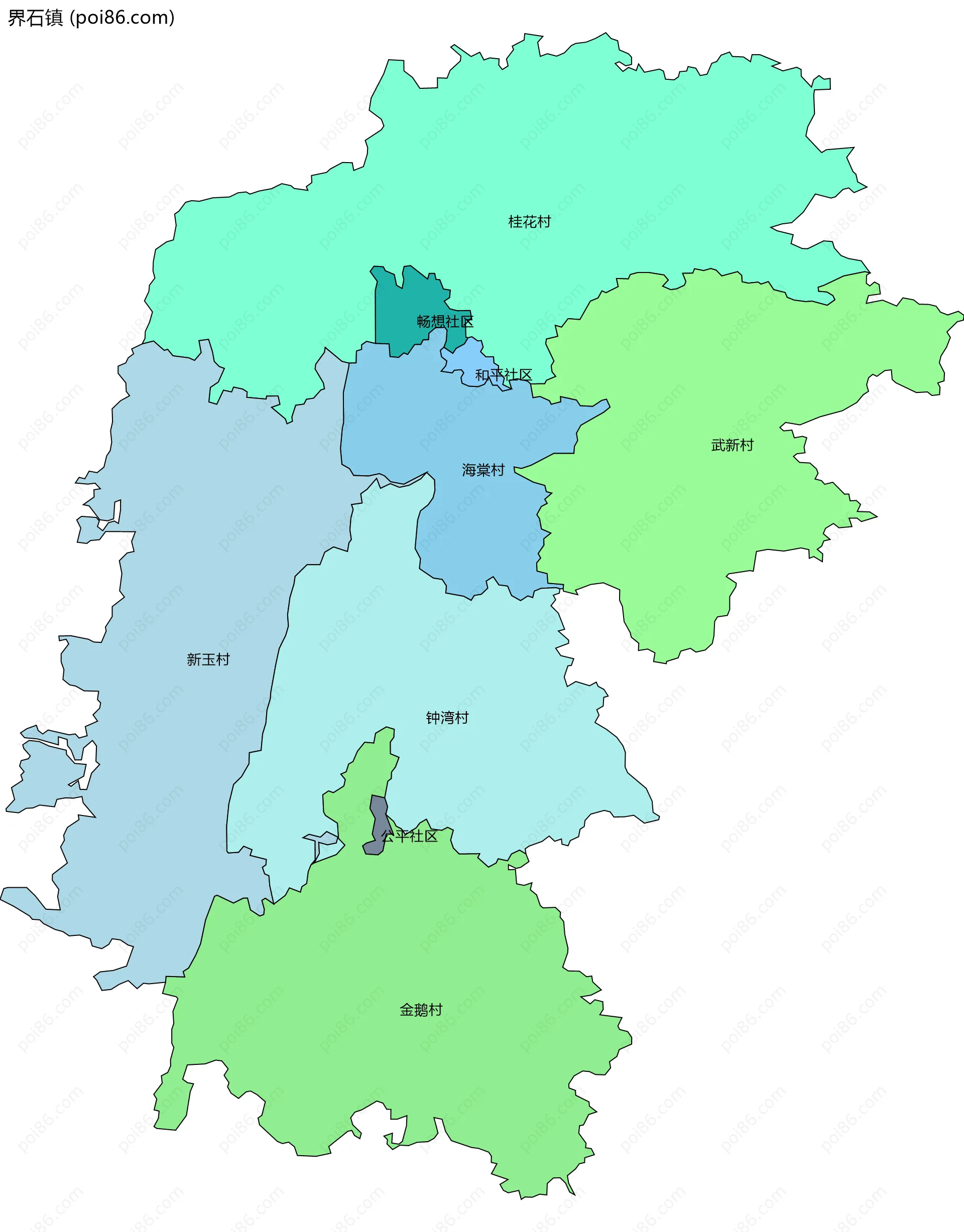 界石镇边界地图(五级行政区划)