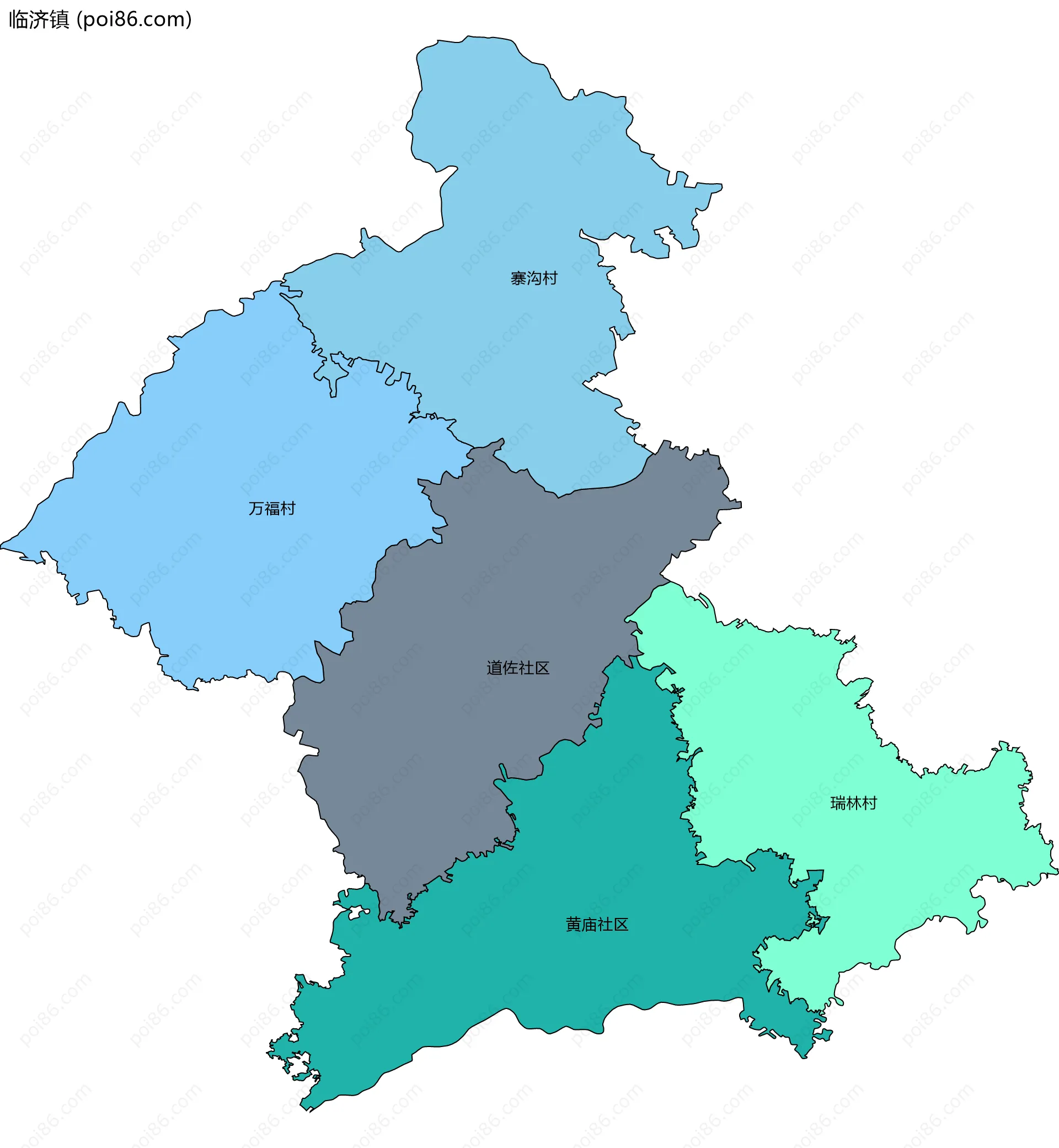 临济镇边界地图(五级行政区划)