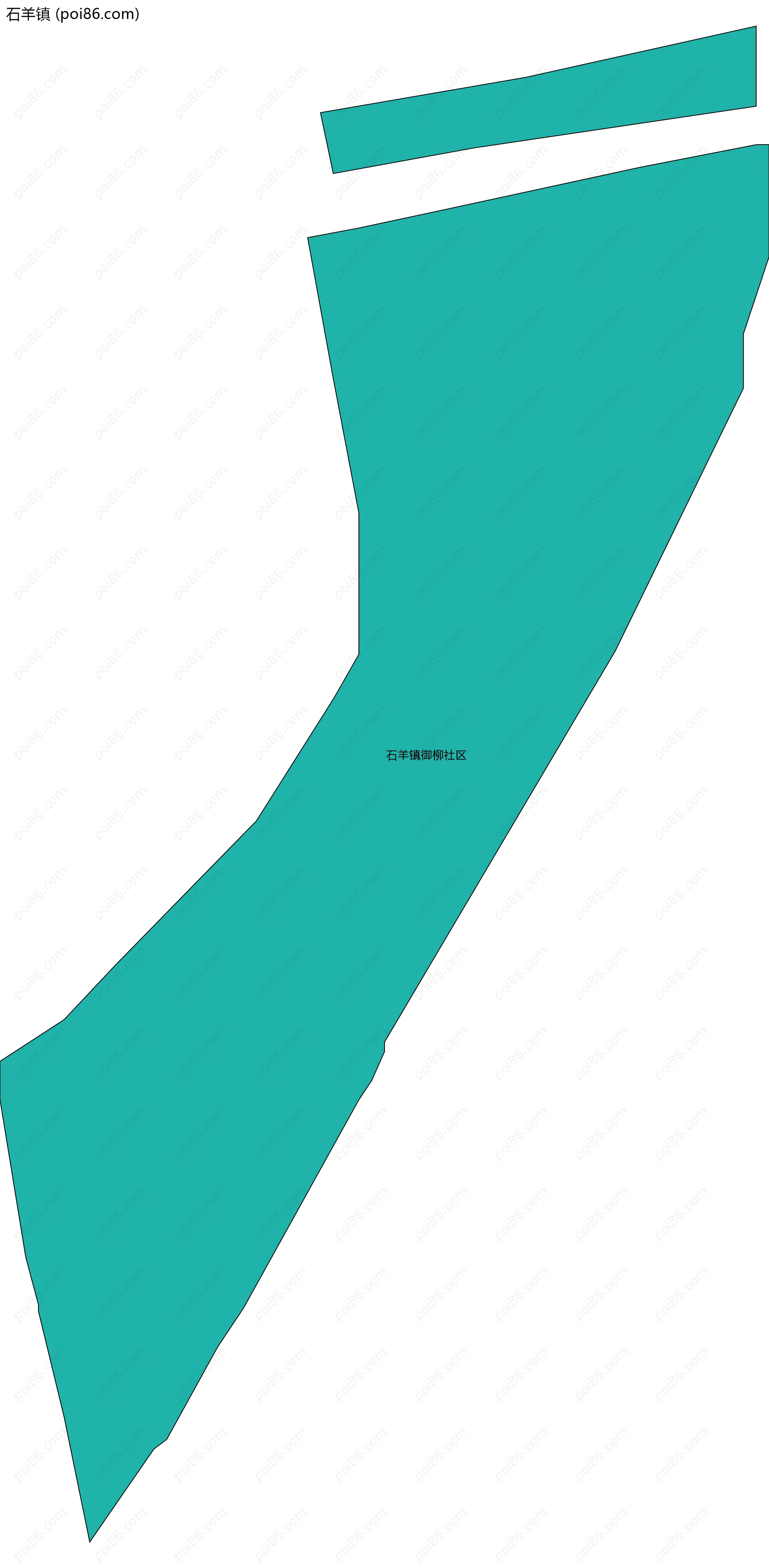 石羊镇边界地图(五级行政区划)