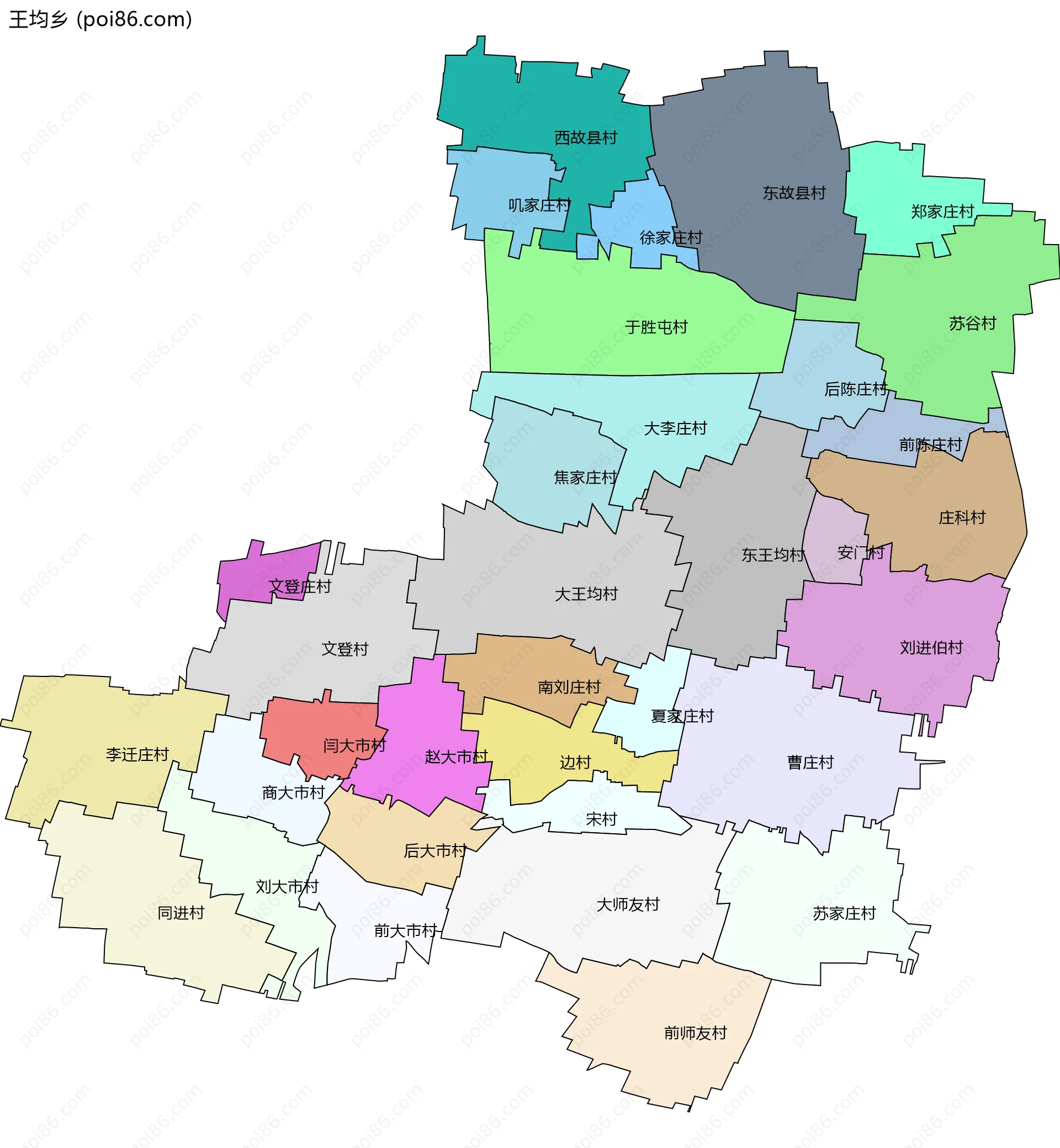 王均乡边界地图(五级行政区划)