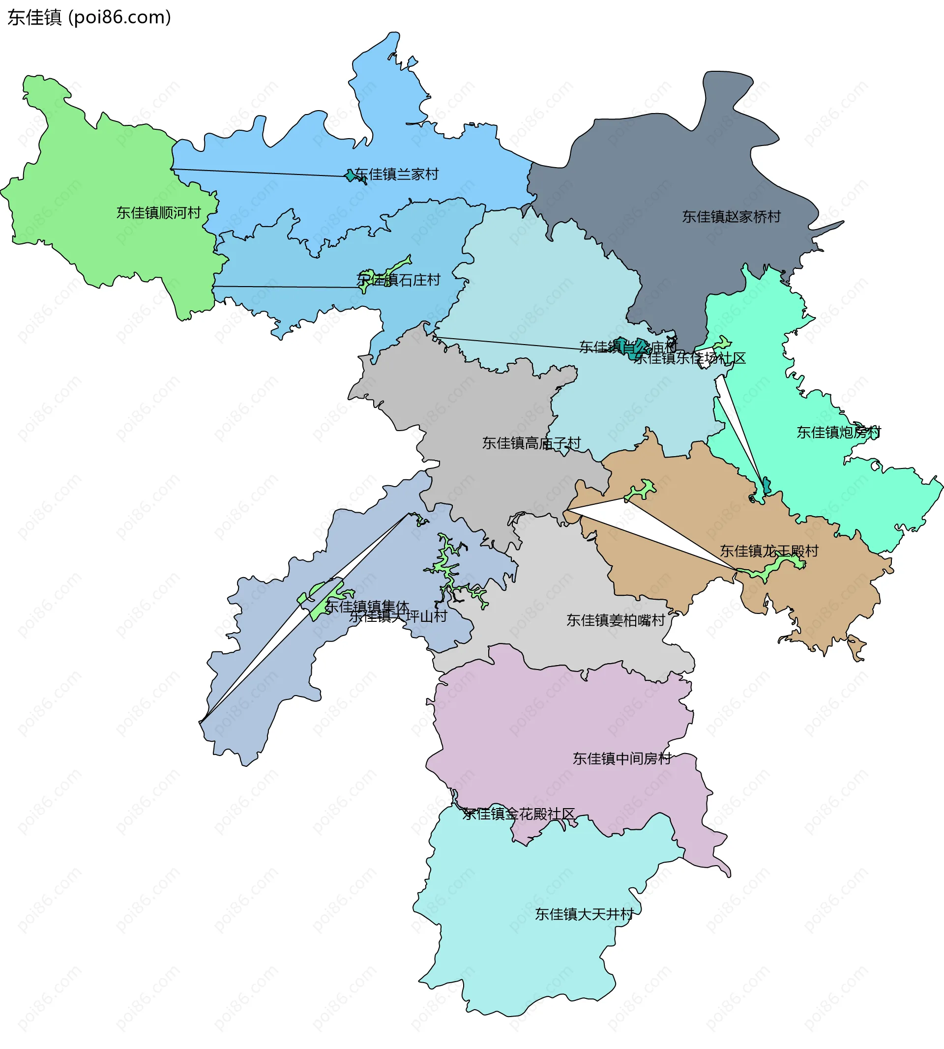 东佳镇边界地图(五级行政区划)