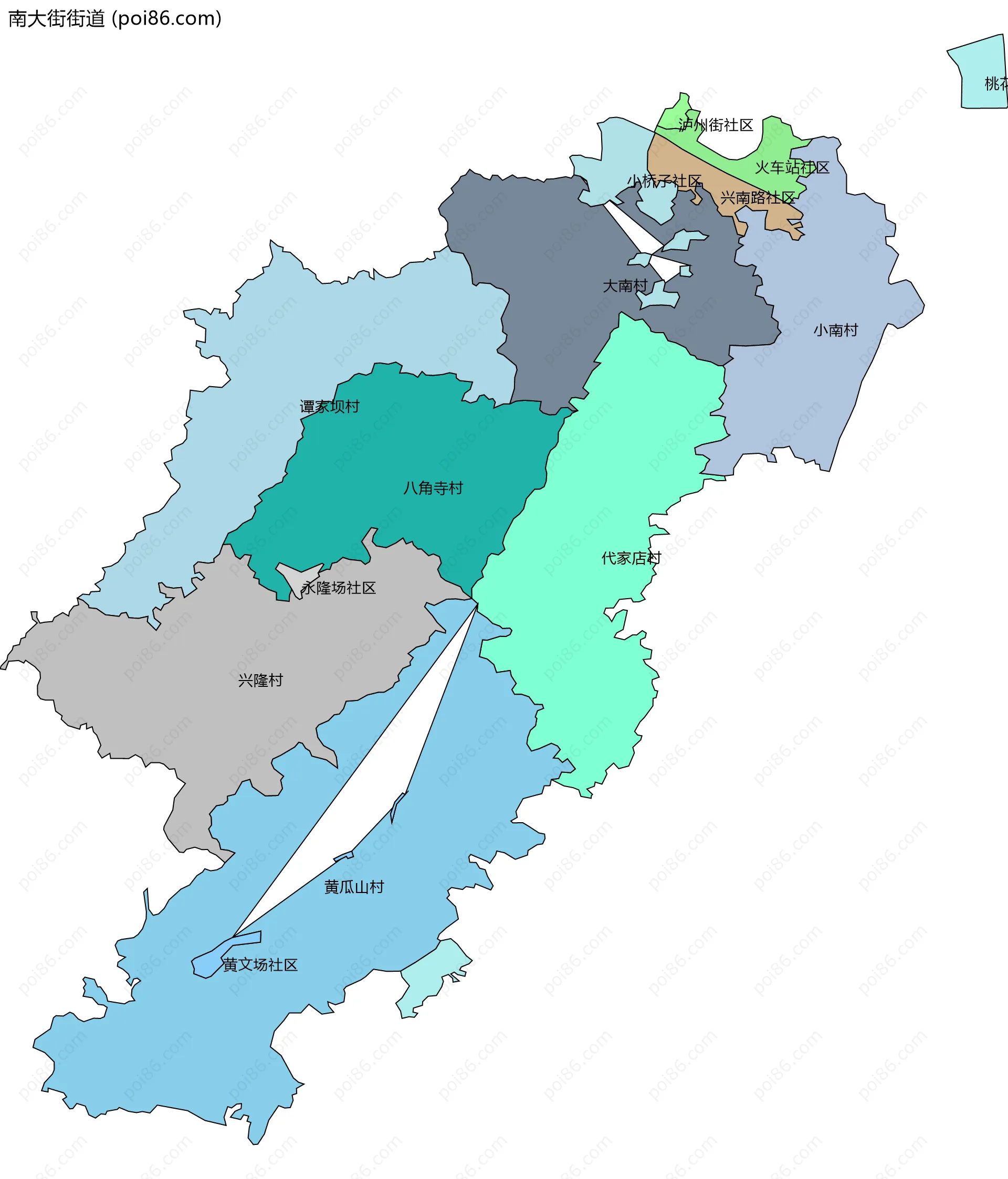 南大街街道边界地图(五级行政区划)