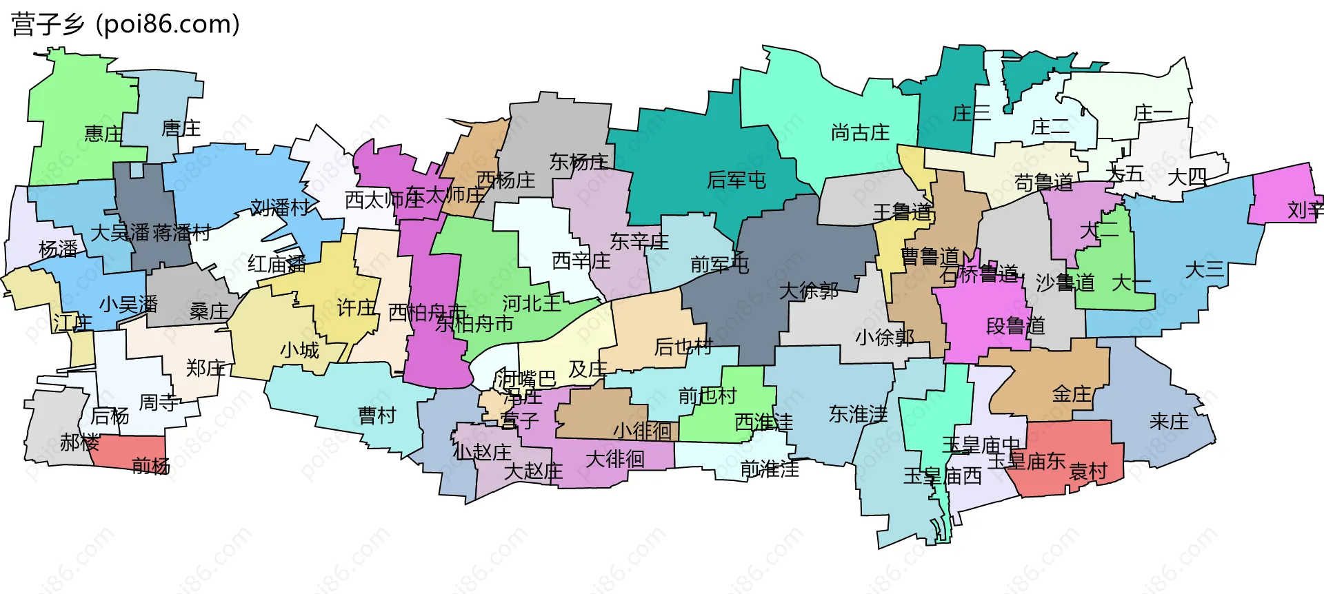 营子乡边界地图(五级行政区划)