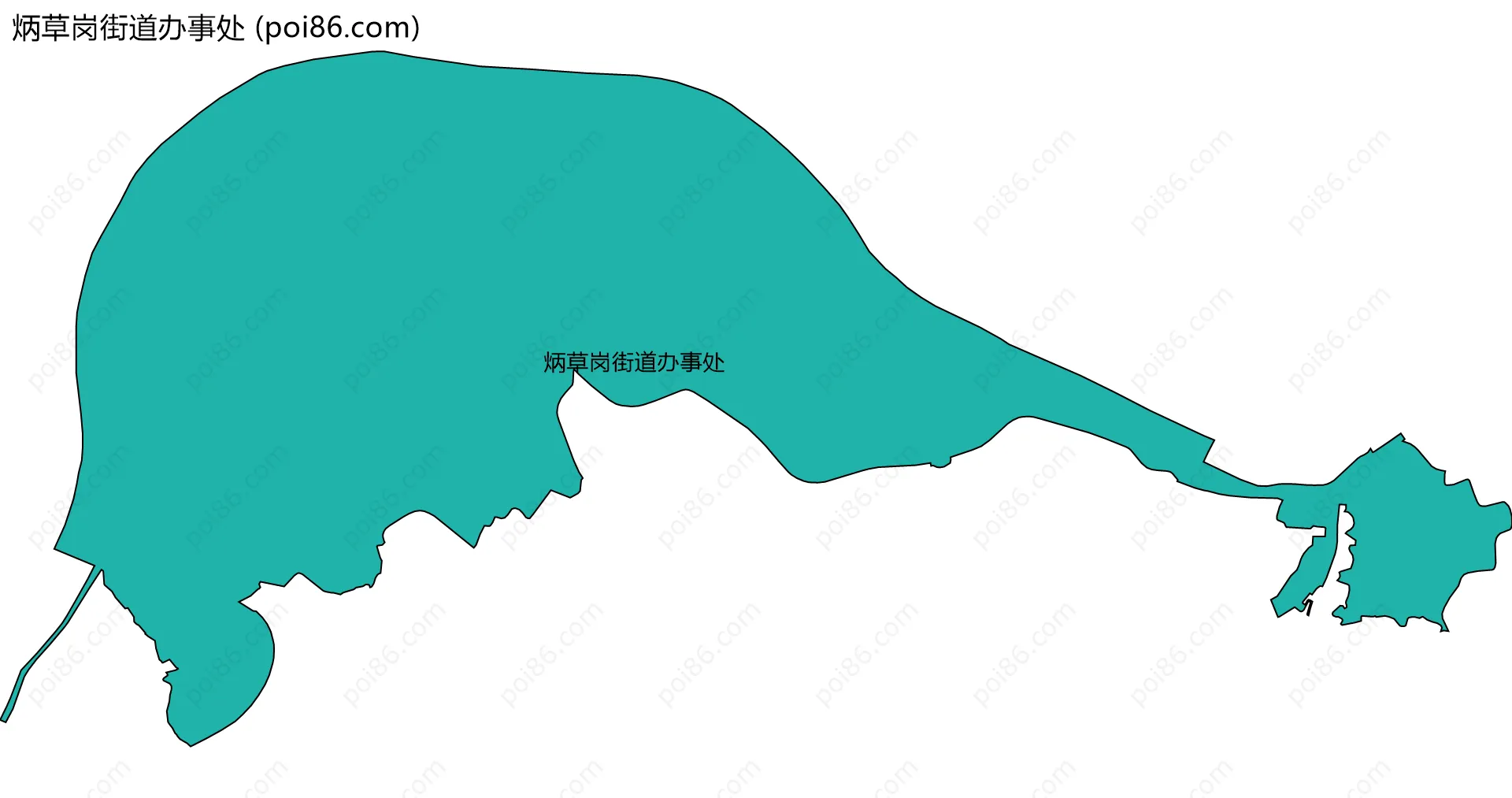 炳草岗街道办事处边界地图(五级行政区划)