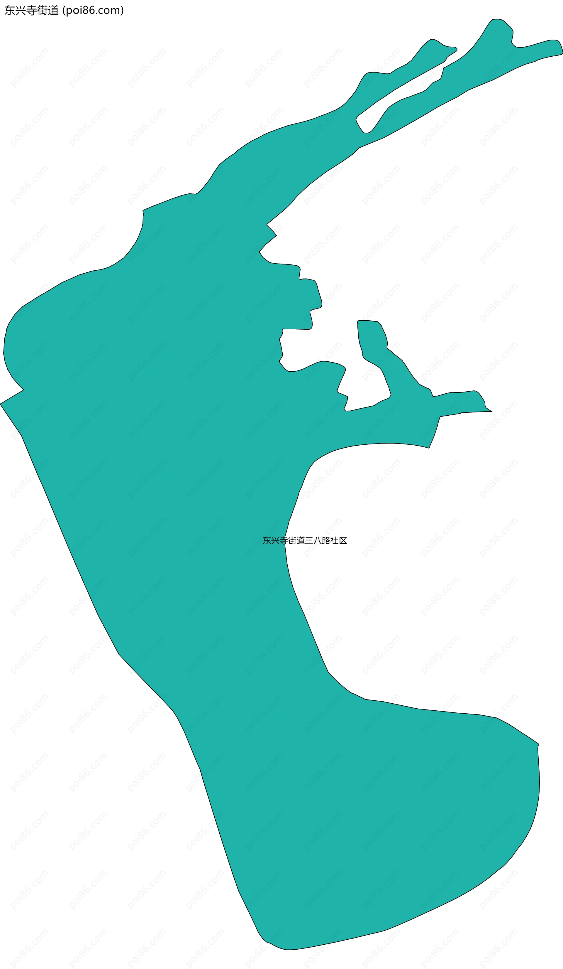 东兴寺街道边界地图(五级行政区划)