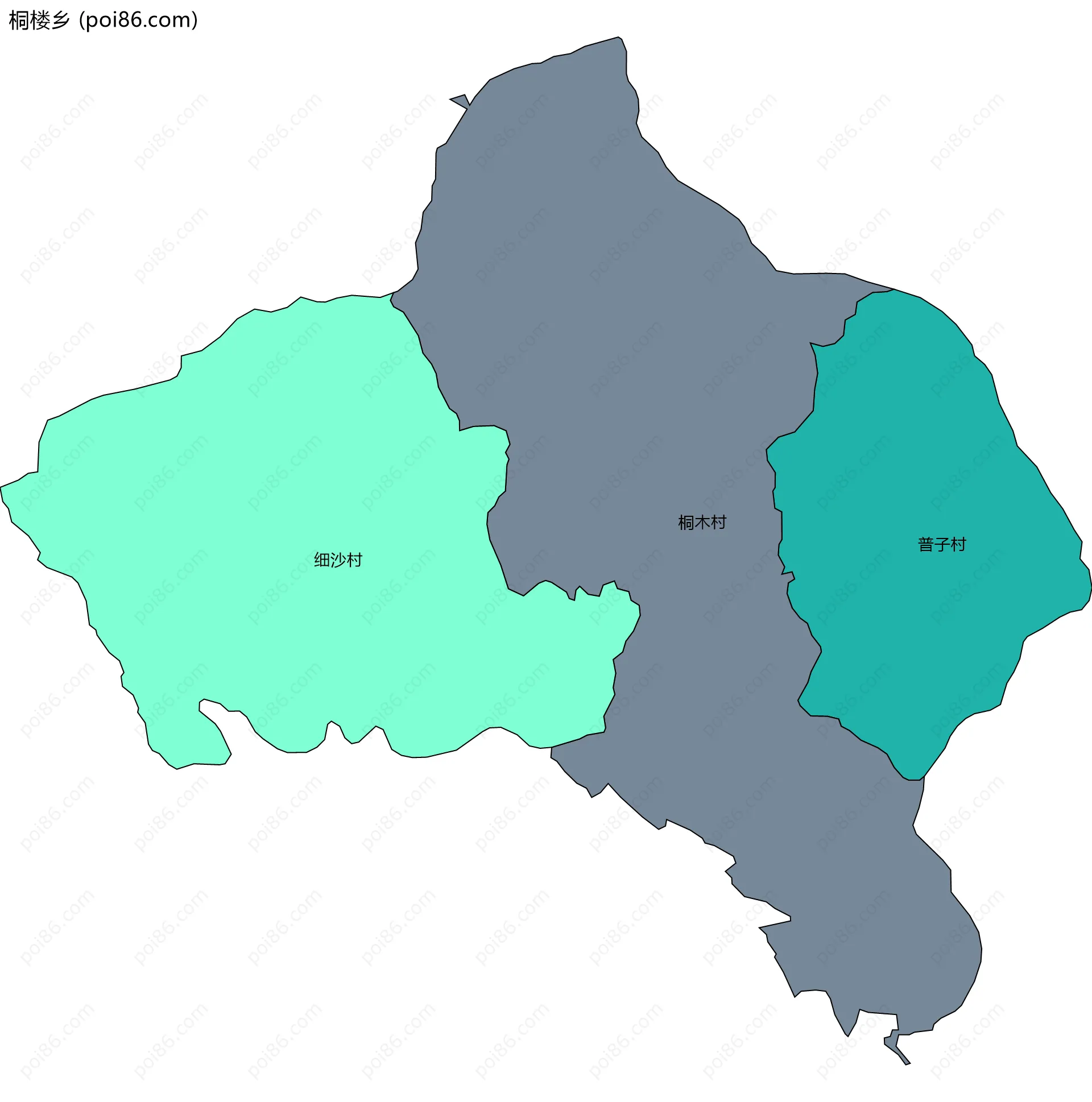 桐楼乡边界地图(五级行政区划)