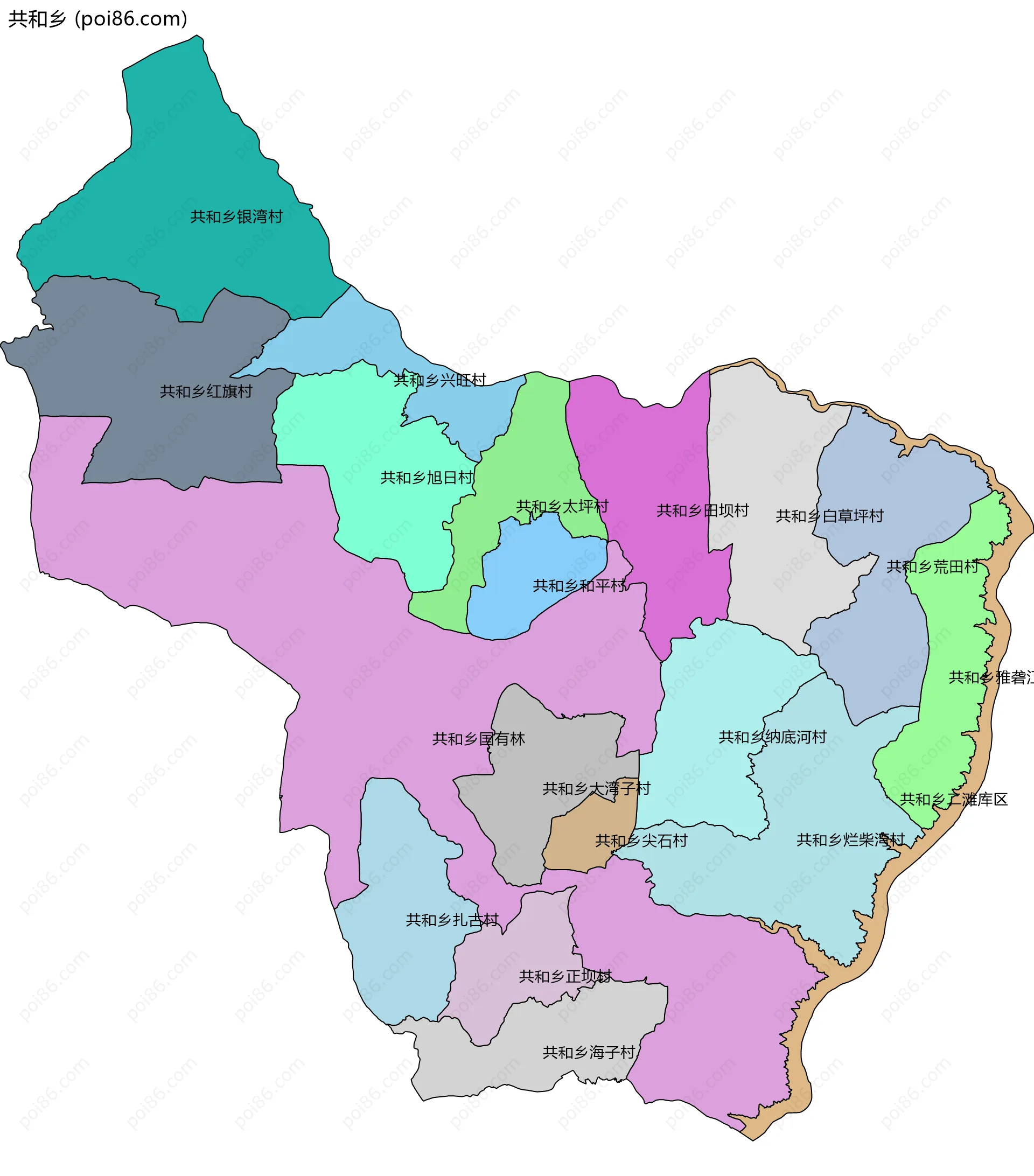 共和乡边界地图(五级行政区划)