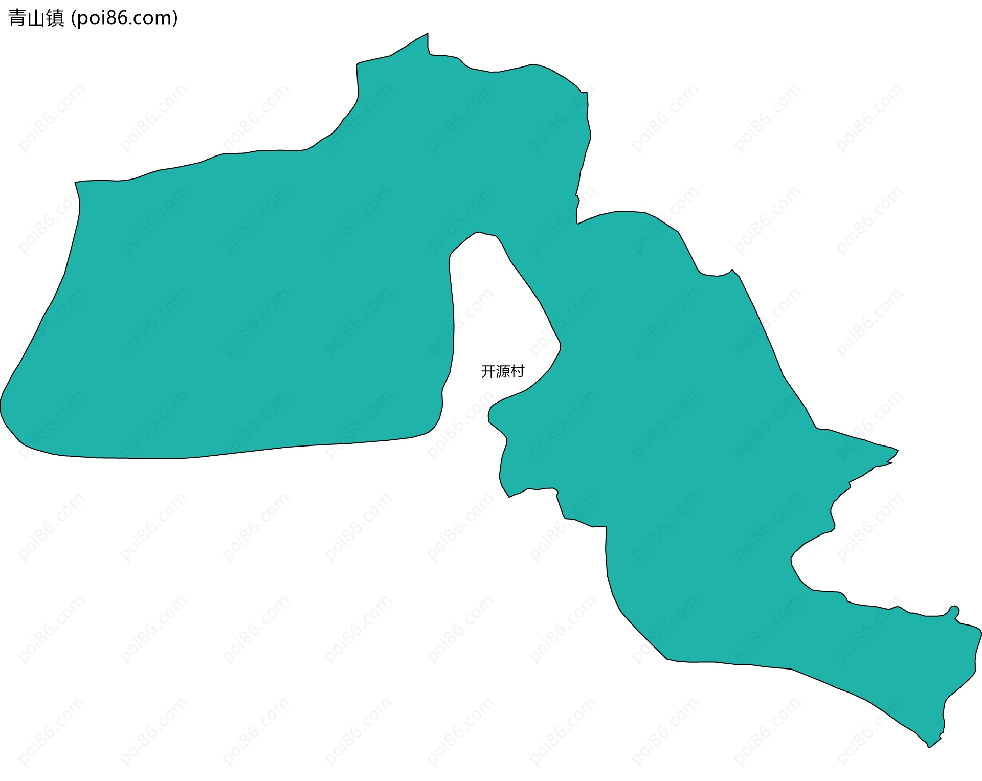 青山镇边界地图(五级行政区划)