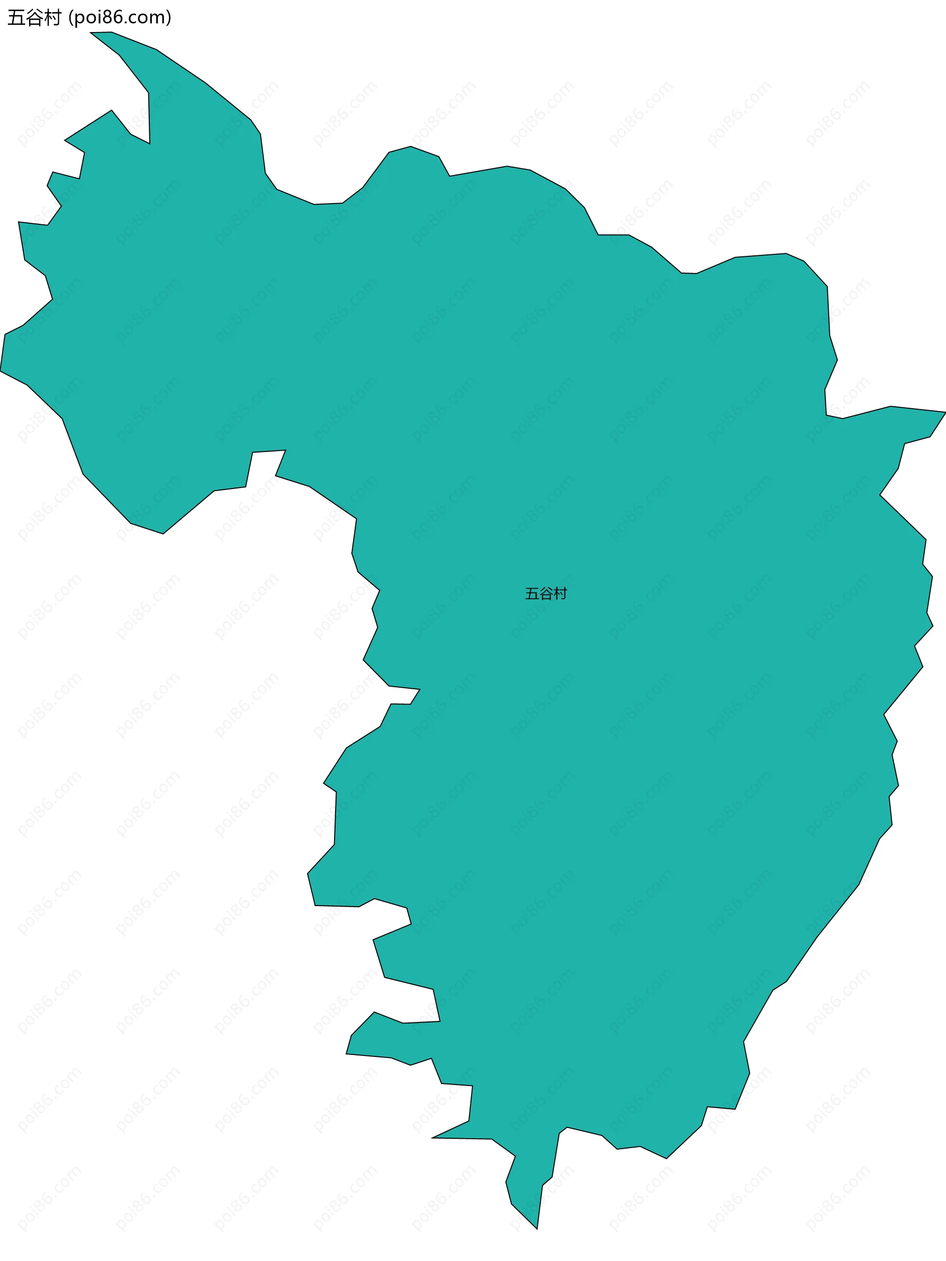 五谷村边界地图