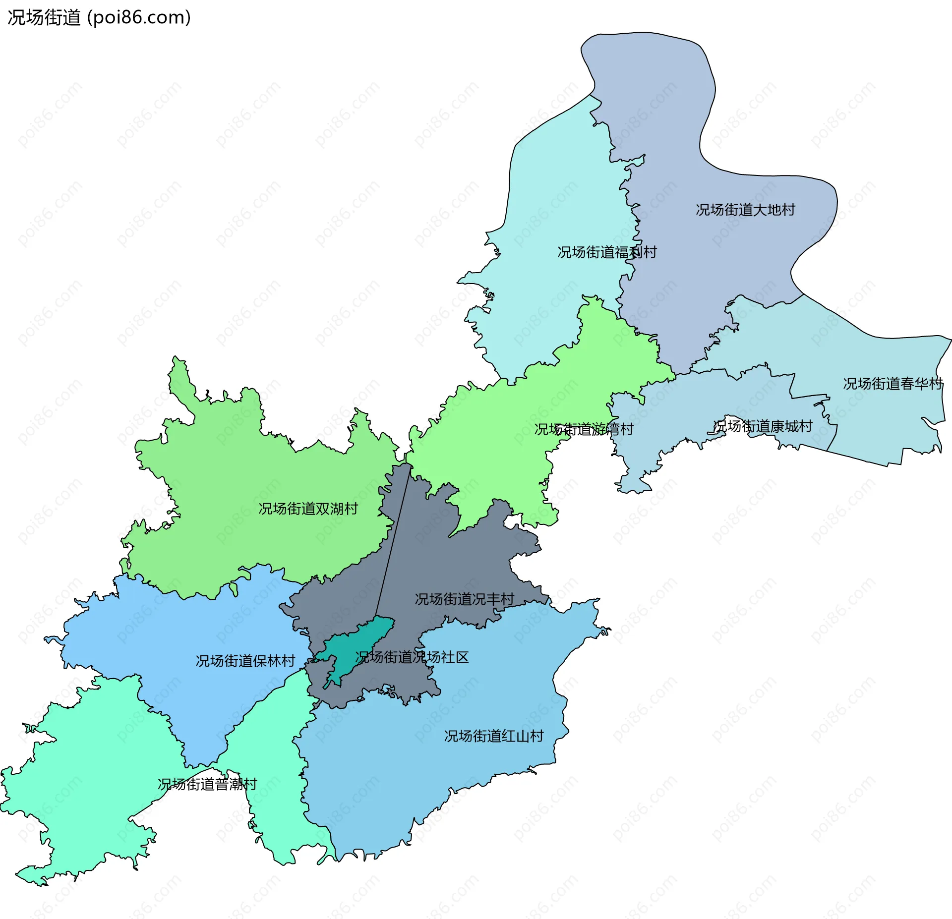 况场街道边界地图(五级行政区划)