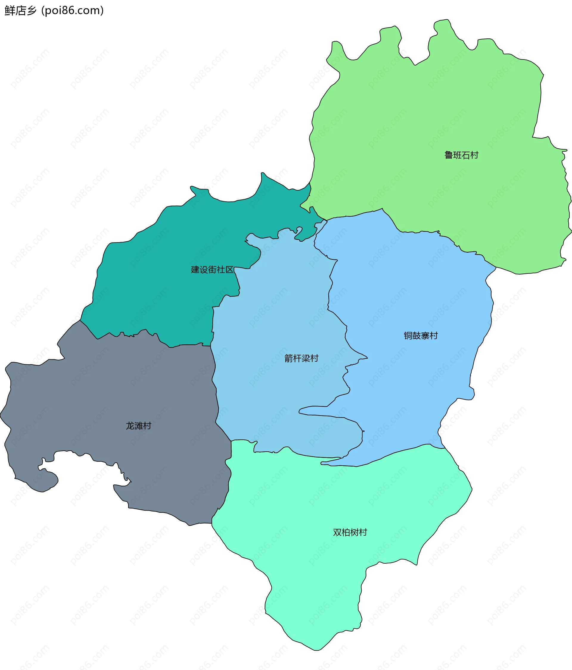 鲜店乡边界地图(五级行政区划)