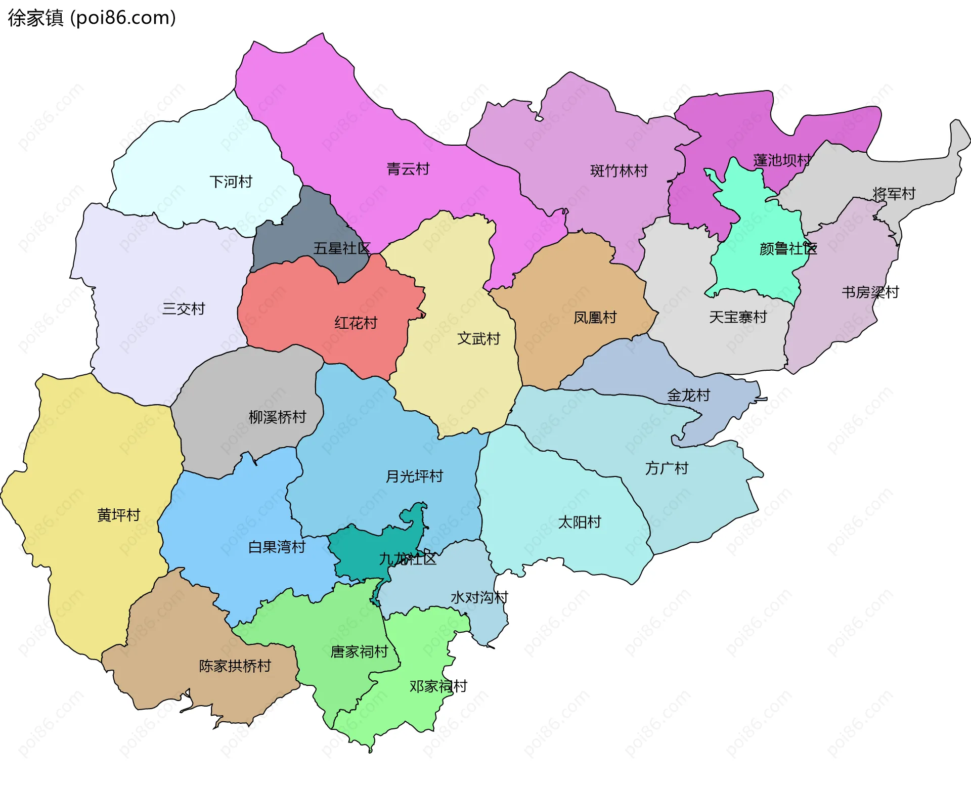 徐家镇边界地图(五级行政区划)